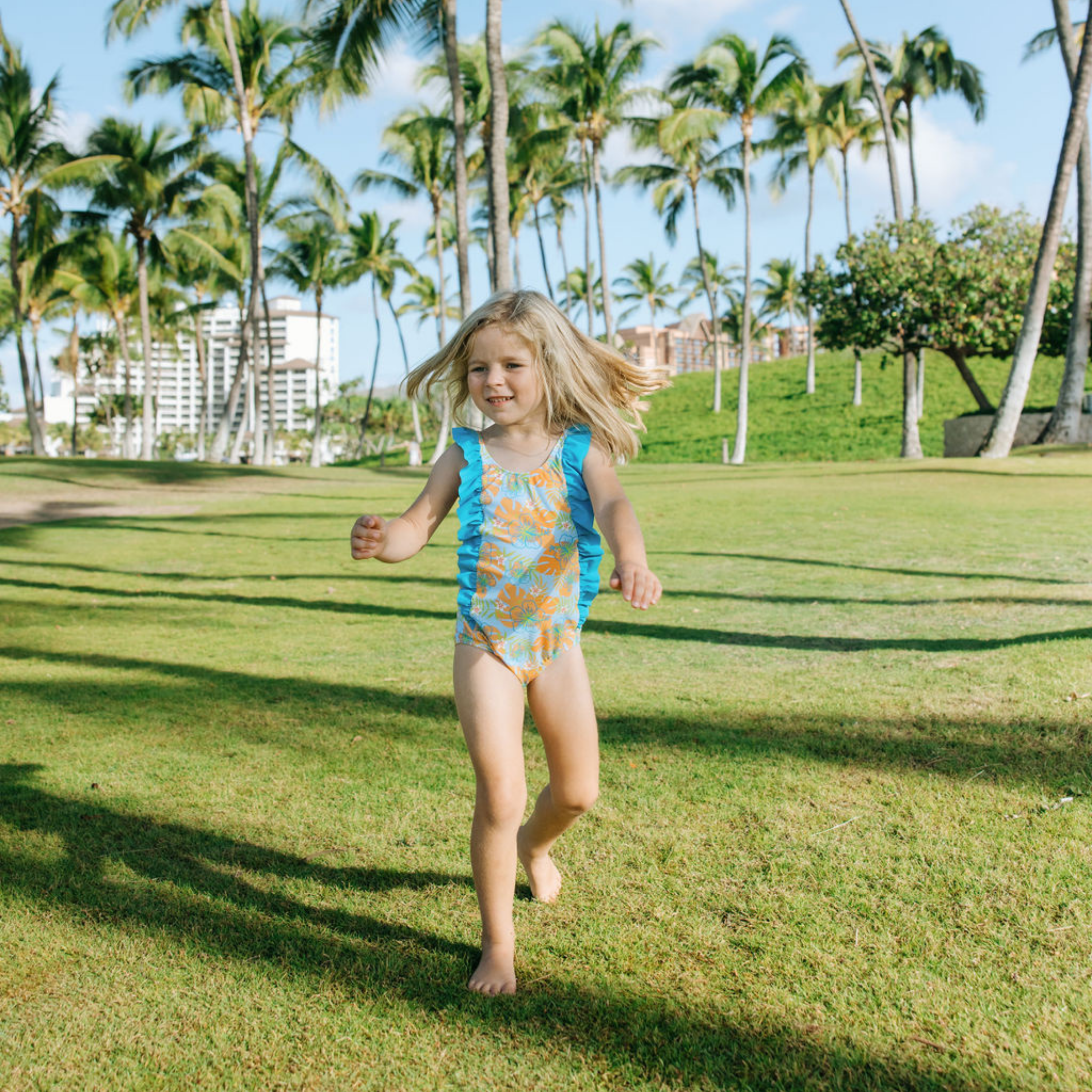 Girls Ruffle One-Piece Swimsuit | "Too Sweet" Groovy-SwimZip UPF 50+ Sun Protective Swimwear & UV Zipper Rash Guards-pos2