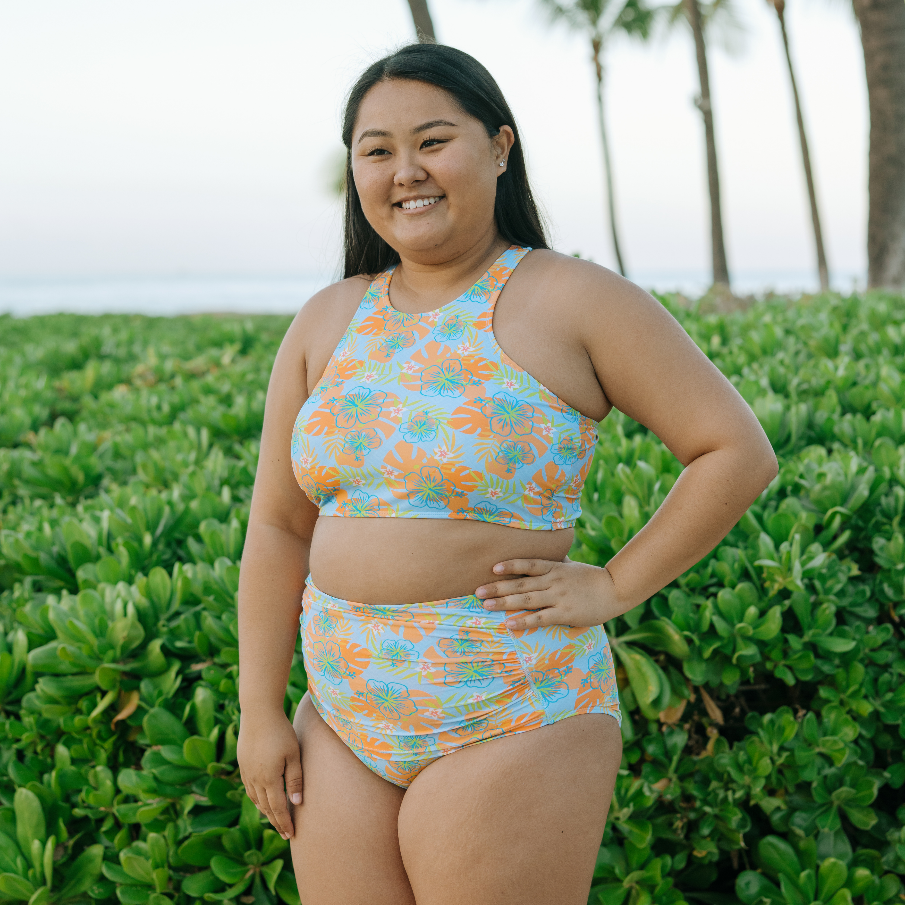 Women's Halter Bikini Top | "Groovy"-SwimZip UPF 50+ Sun Protective Swimwear & UV Zipper Rash Guards-pos2