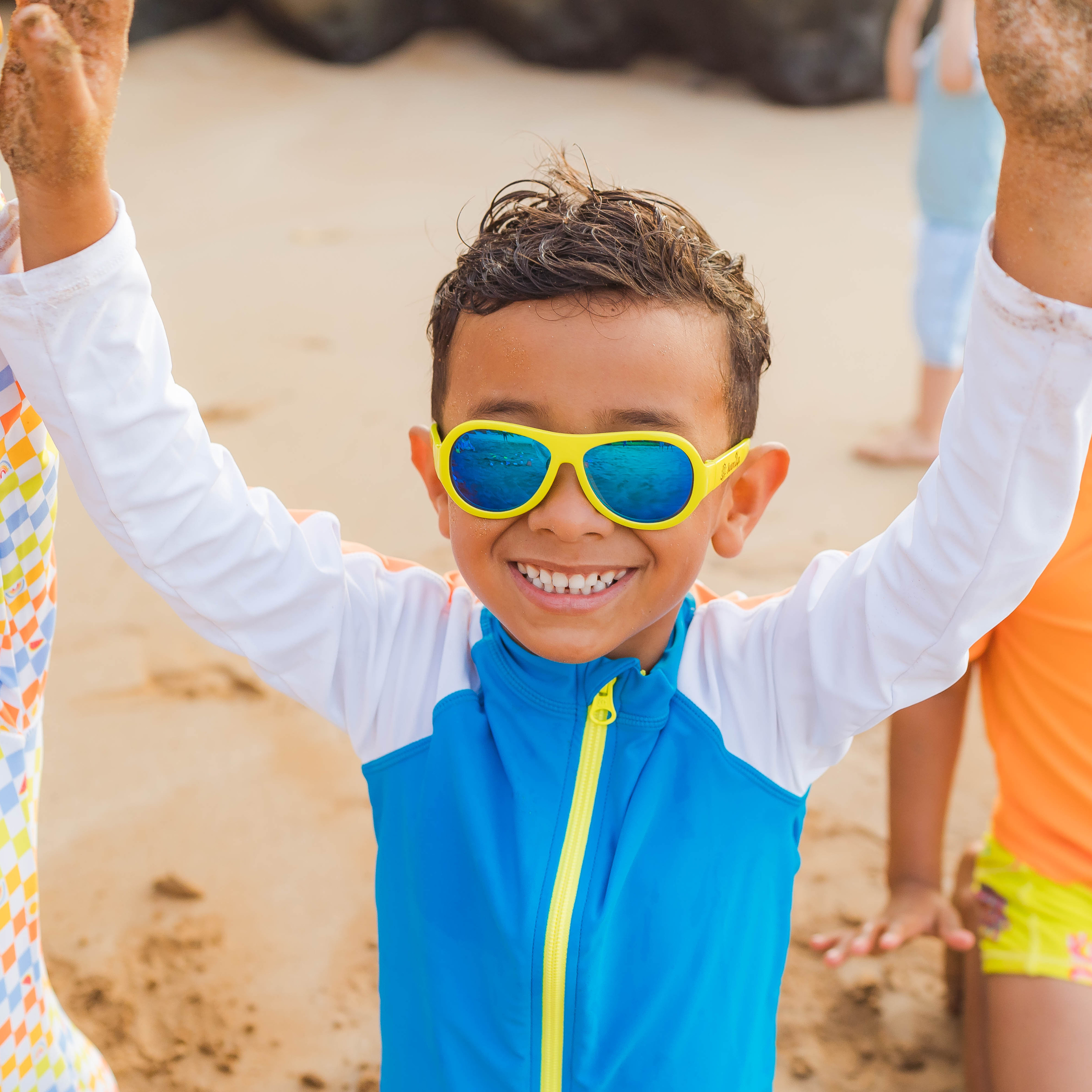 Kids Aviator Sunglasses - Sulphur Yellow-SwimZip UPF 50+ Sun Protective Swimwear & UV Zipper Rash Guards-pos2