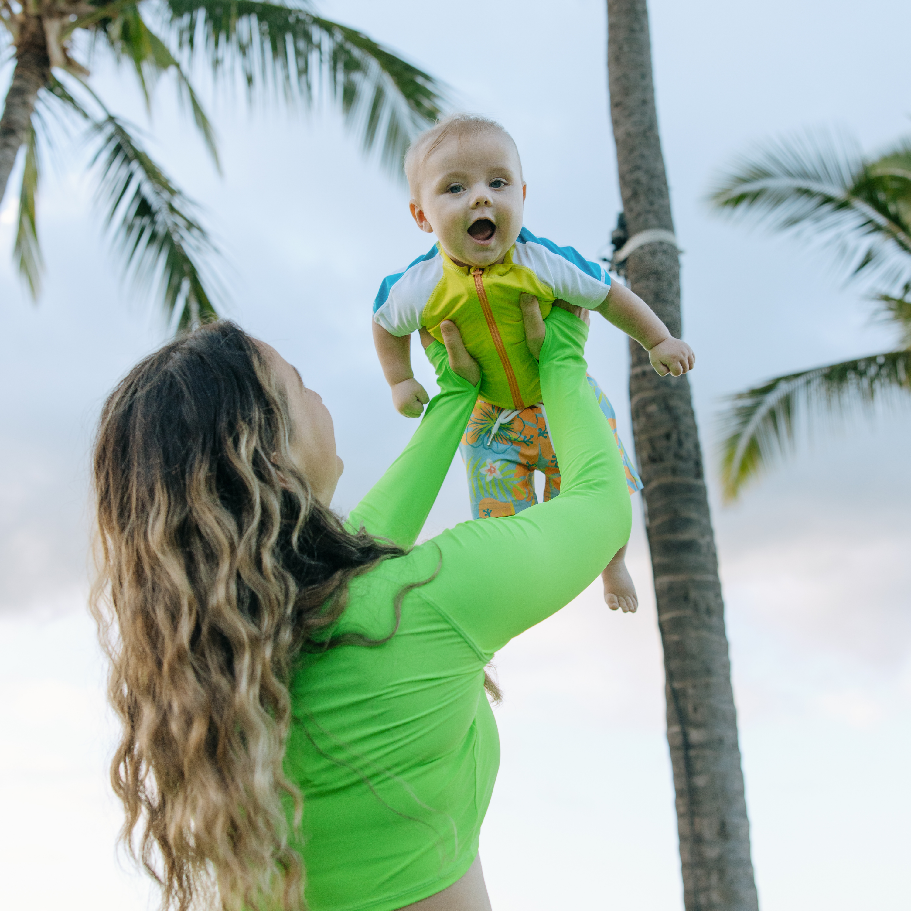 Boys Short Sleeve Zipper Rash Guard and Swim Trunk Set | "Groovy"-SwimZip UPF 50+ Sun Protective Swimwear & UV Zipper Rash Guards-pos2