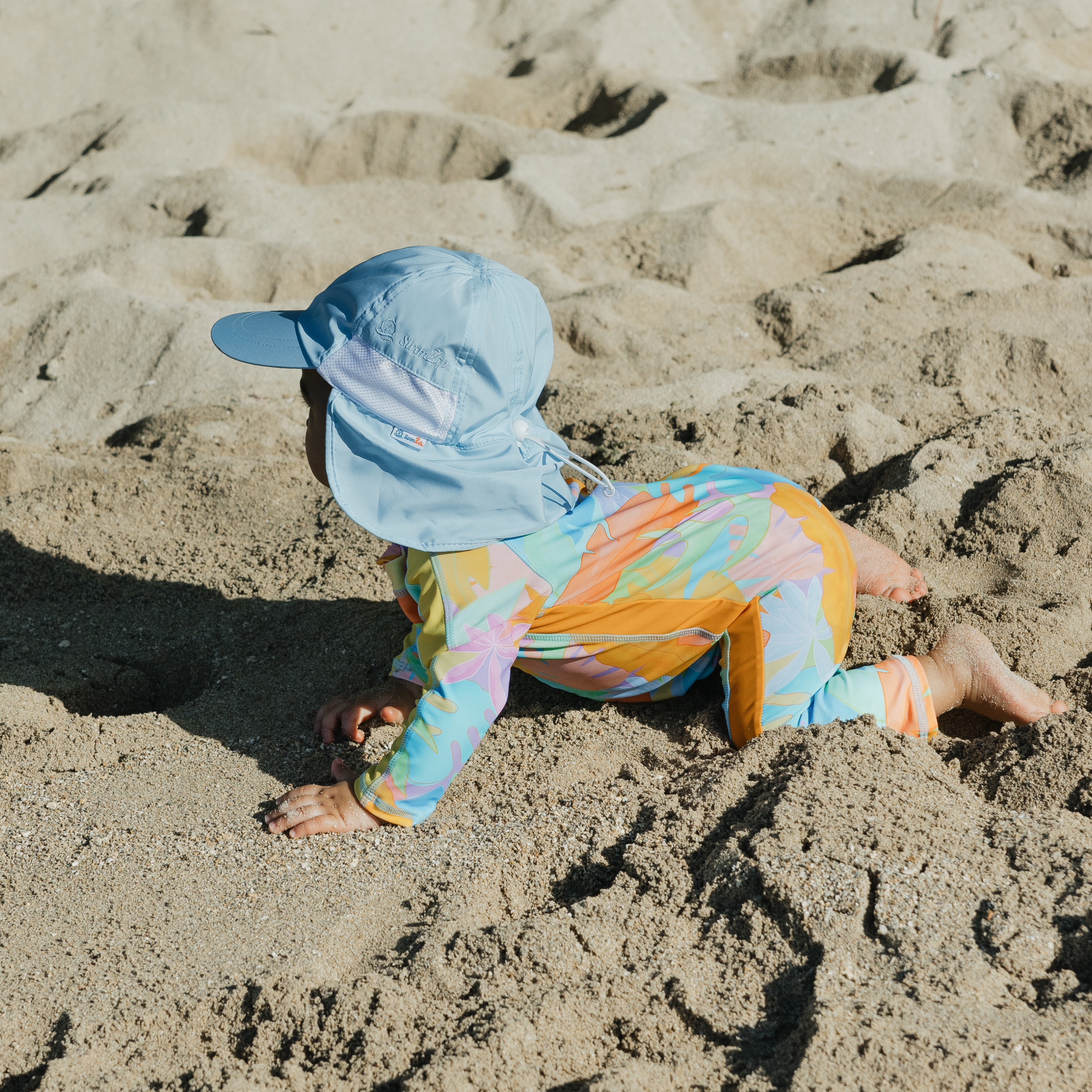 Kids Flap Hat | Dream Blue-SwimZip UPF 50+ Sun Protective Swimwear & UV Zipper Rash Guards-pos3