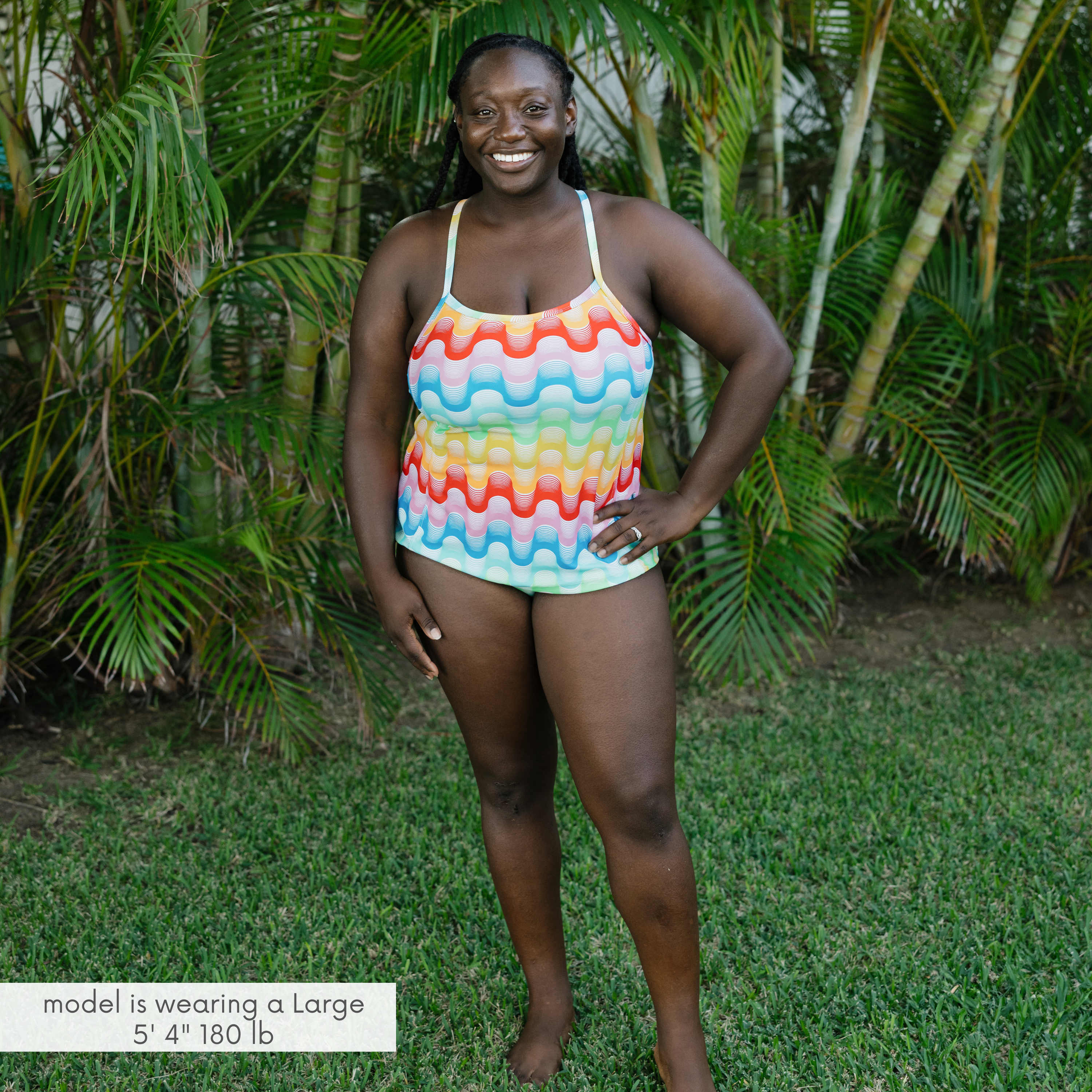Women’s Strappy A-Line Tankini Top | “Surf's Up"-SwimZip UPF 50+ Sun Protective Swimwear & UV Zipper Rash Guards-pos2