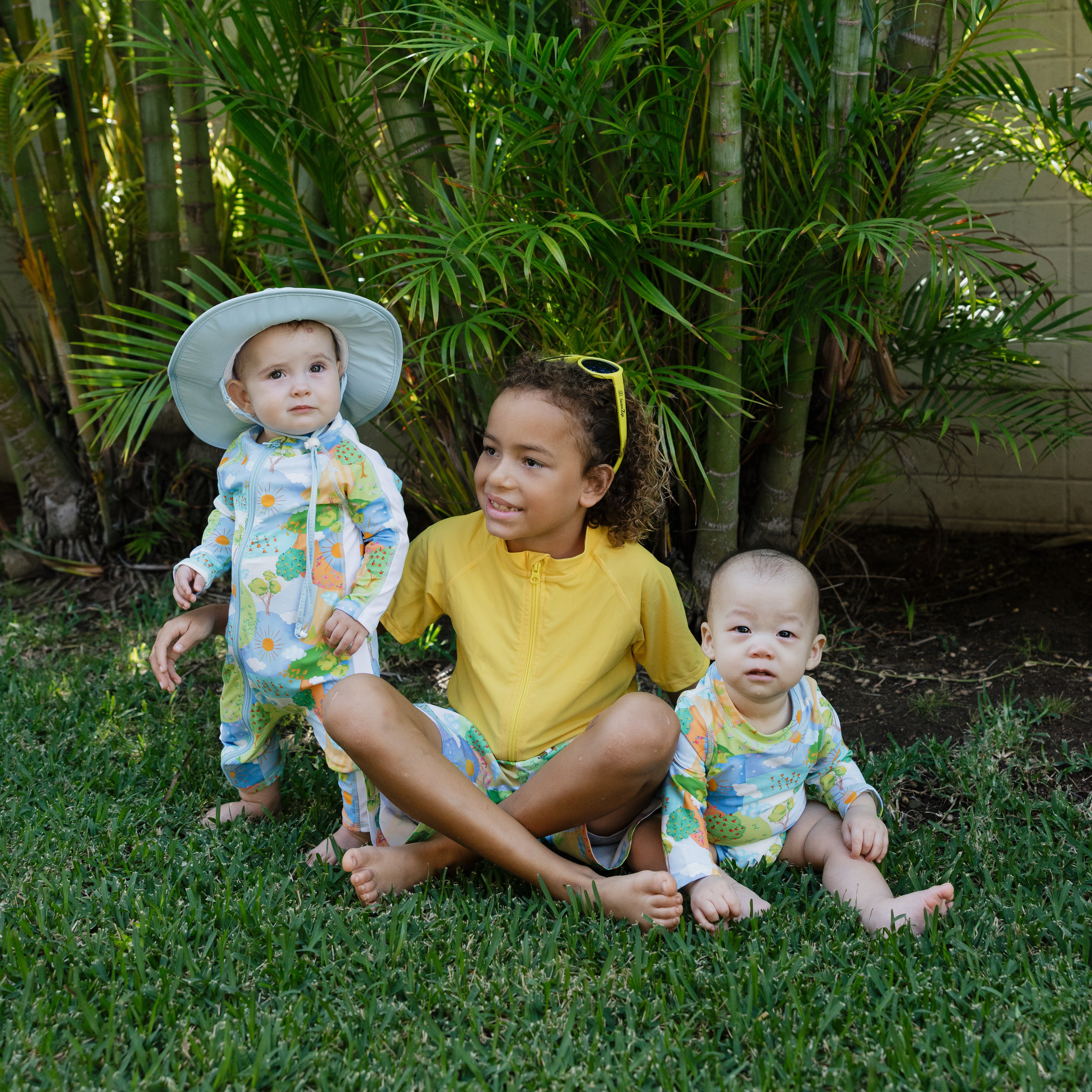 Girls Long Sleeve Surf Suit (One Piece Bodysuit) | "Sunshine"-SwimZip UPF 50+ Sun Protective Swimwear & UV Zipper Rash Guards-pos3