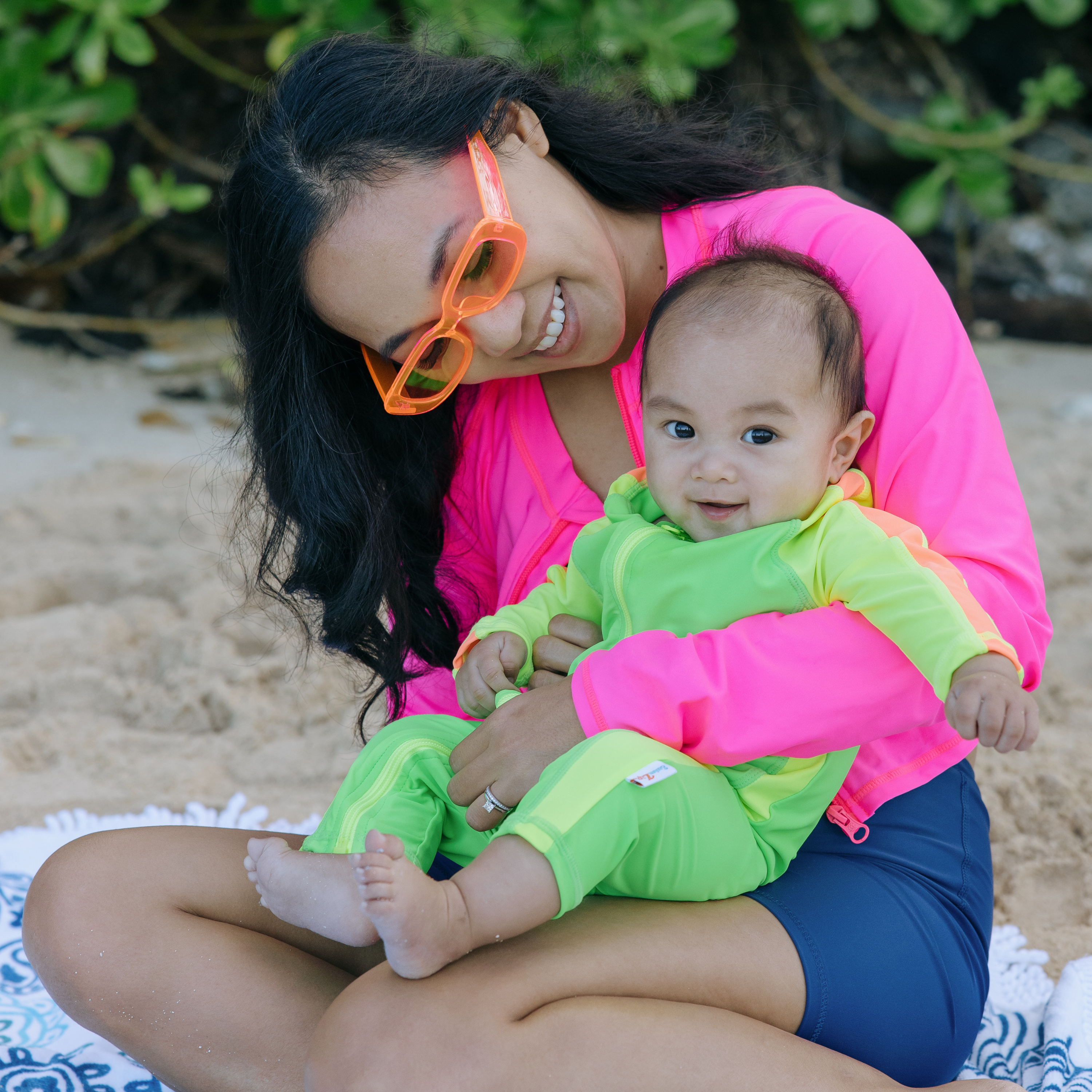 Women's Long Sleeve Crop Rash Guard | “Neon Pink”-SwimZip UPF 50+ Sun Protective Swimwear & UV Zipper Rash Guards-pos12