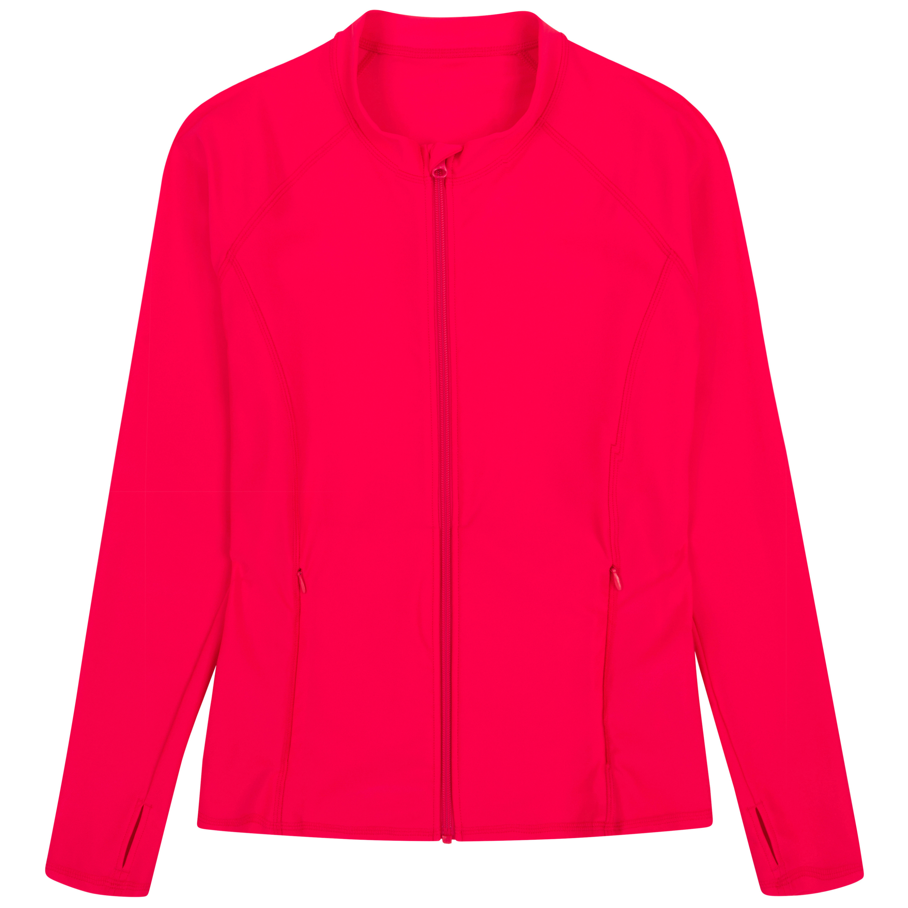 Women's Long Sleeve Rash Guard with Pockets | "Red"-SwimZip UPF 50+ Sun Protective Swimwear & UV Zipper Rash Guards-pos1