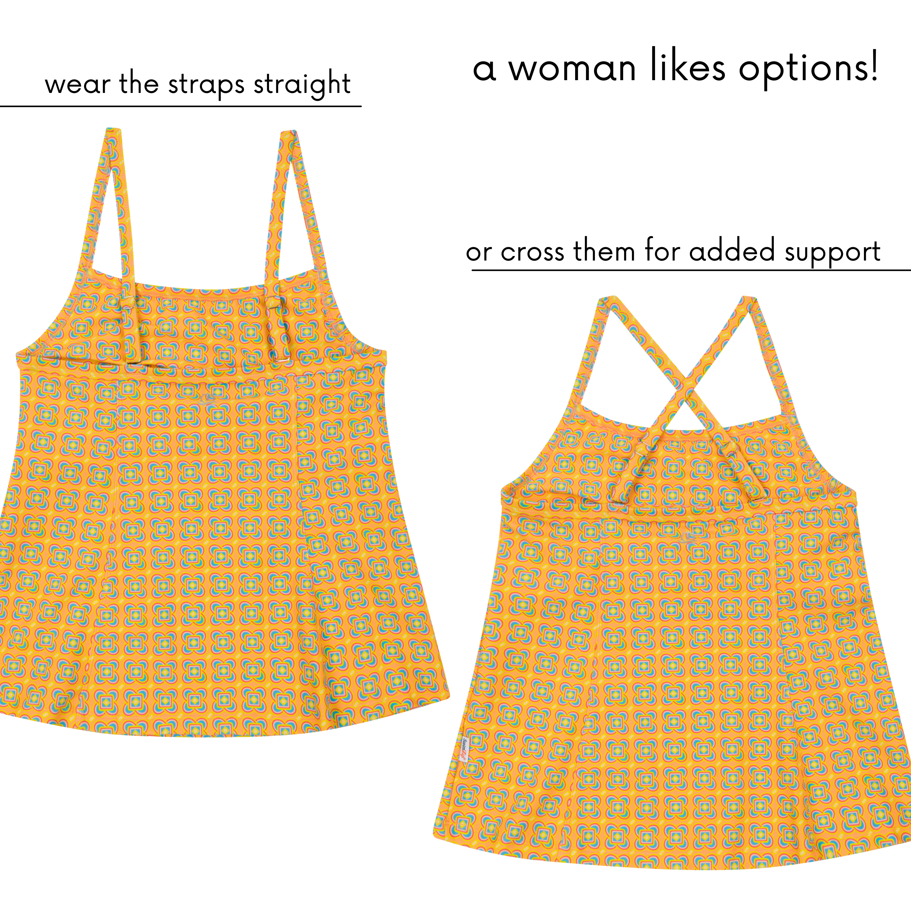 Women’s Strappy A-Line Tankini Top | “Kaleidoscope"-SwimZip UPF 50+ Sun Protective Swimwear & UV Zipper Rash Guards-pos5