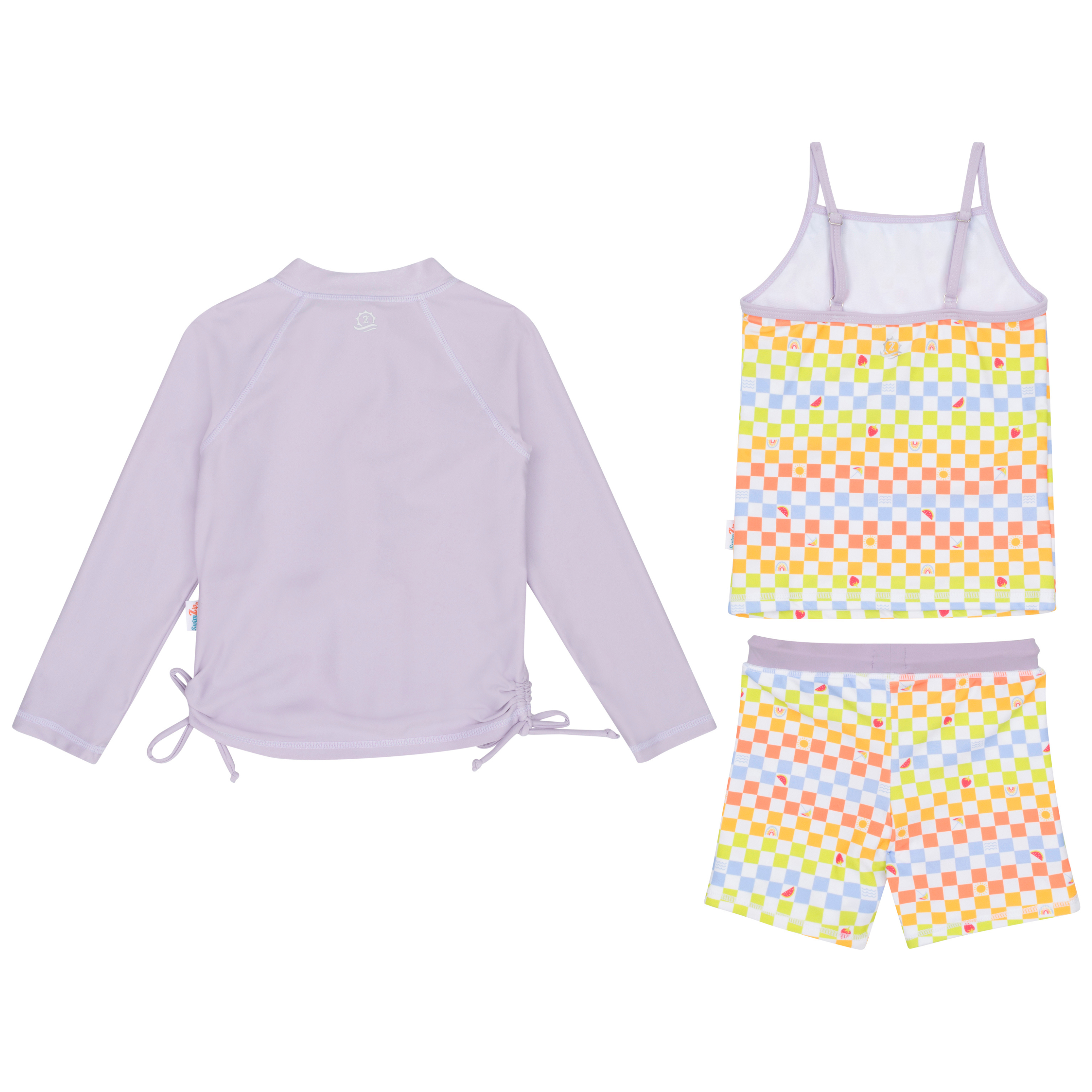 Girls Long Sleeve Rash Guard + Tankini Shorts Set (3 Piece) | "Gamified"-SwimZip UPF 50+ Sun Protective Swimwear & UV Zipper Rash Guards-pos11