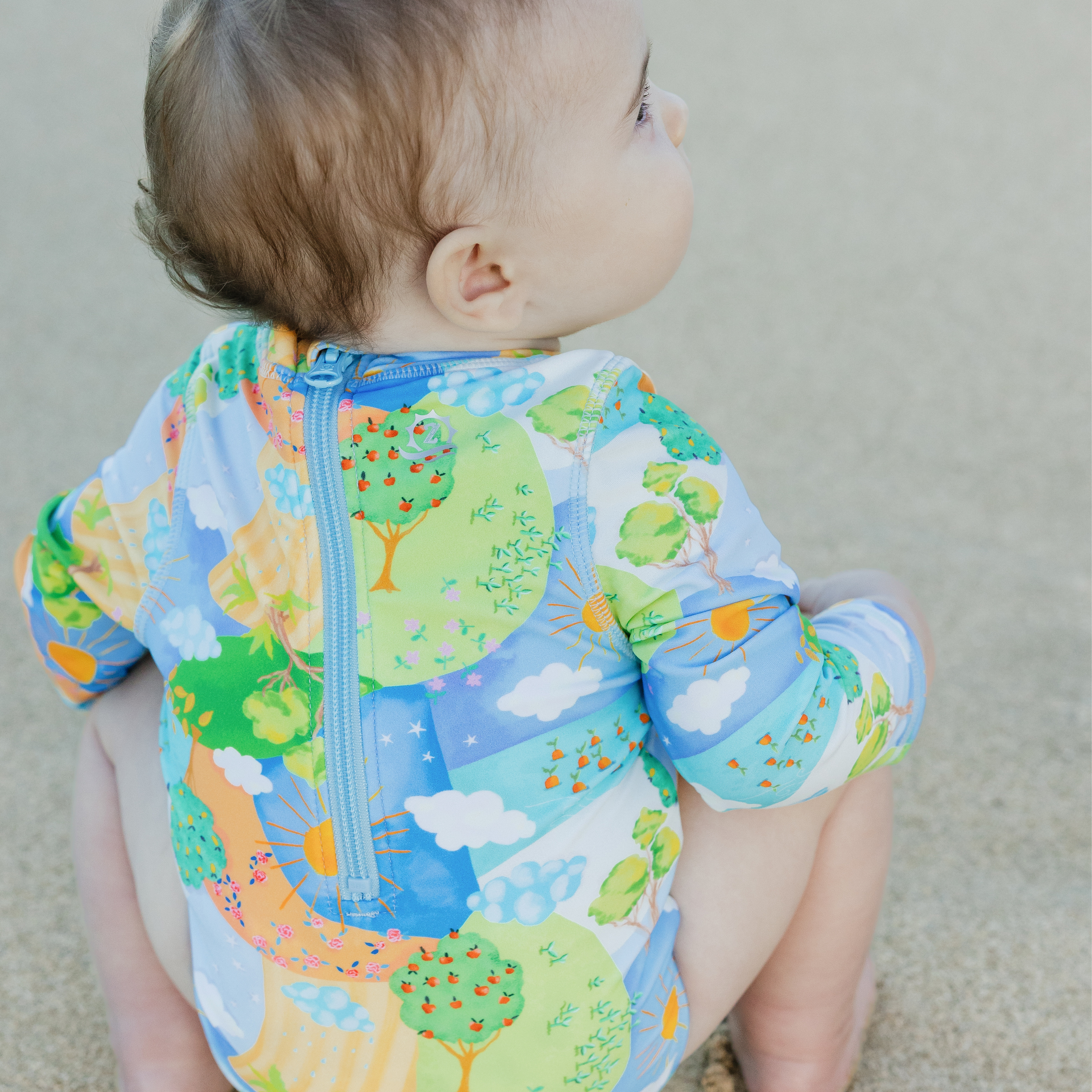 Girls Long Sleeve Surf Suit (One Piece Bodysuit) | "Sunshine"-SwimZip UPF 50+ Sun Protective Swimwear & UV Zipper Rash Guards-pos5