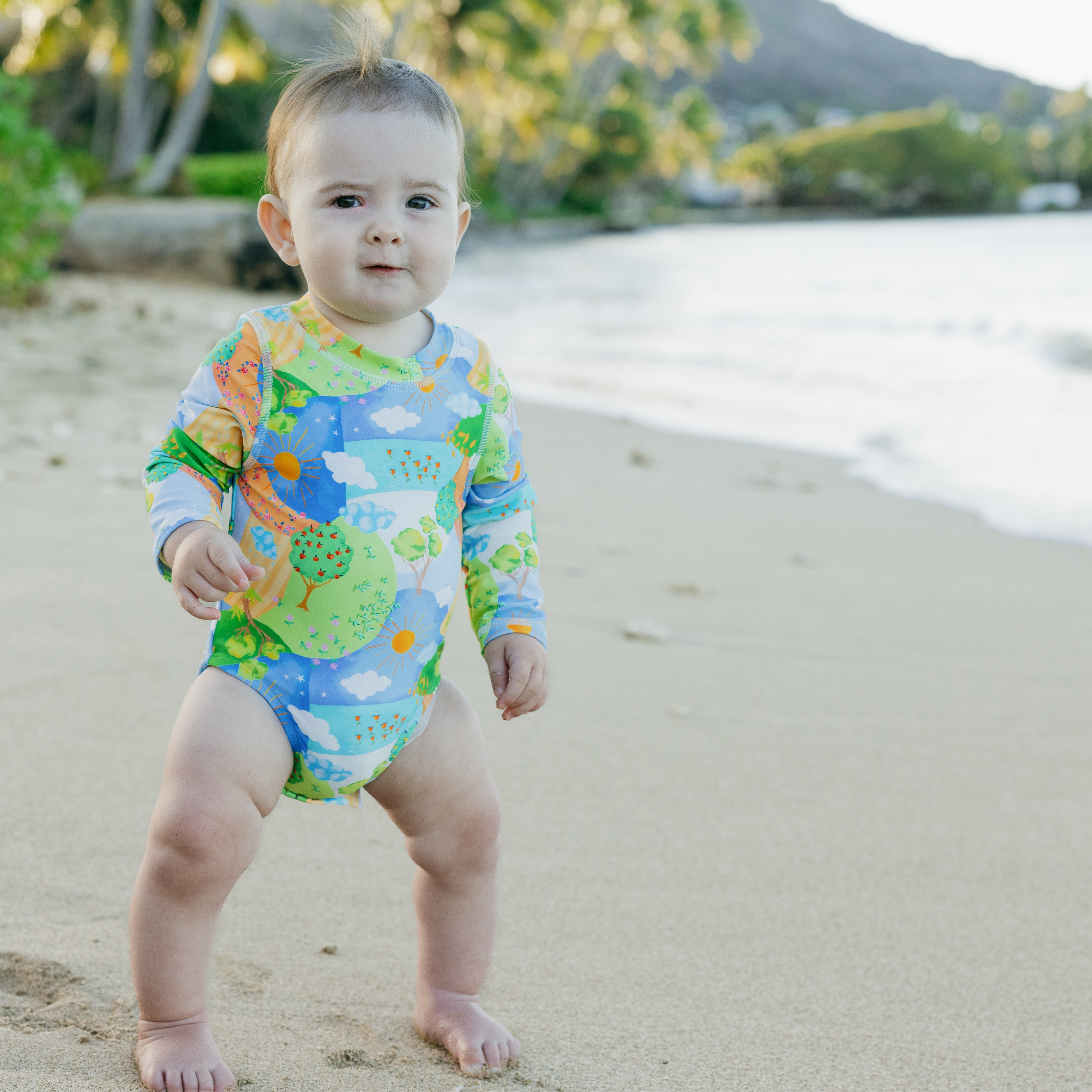 Girls Long Sleeve Surf Suit (One Piece Bodysuit) | "Sunshine"-SwimZip UPF 50+ Sun Protective Swimwear & UV Zipper Rash Guards-pos7