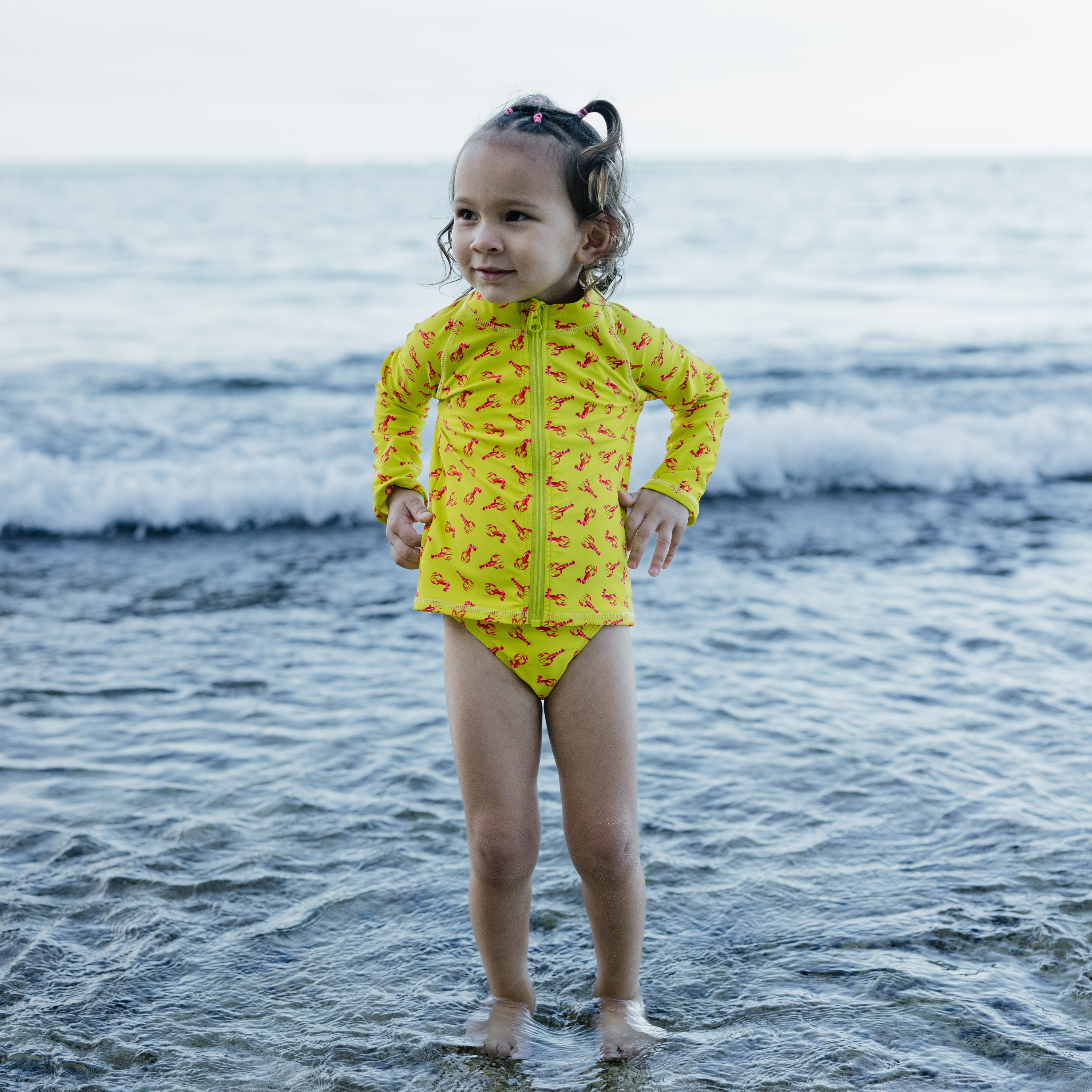Kids UPF 50+ Long Sleeve Zipper Rash Guard Swim Shirt | "Lobster"-SwimZip UPF 50+ Sun Protective Swimwear & UV Zipper Rash Guards-pos7