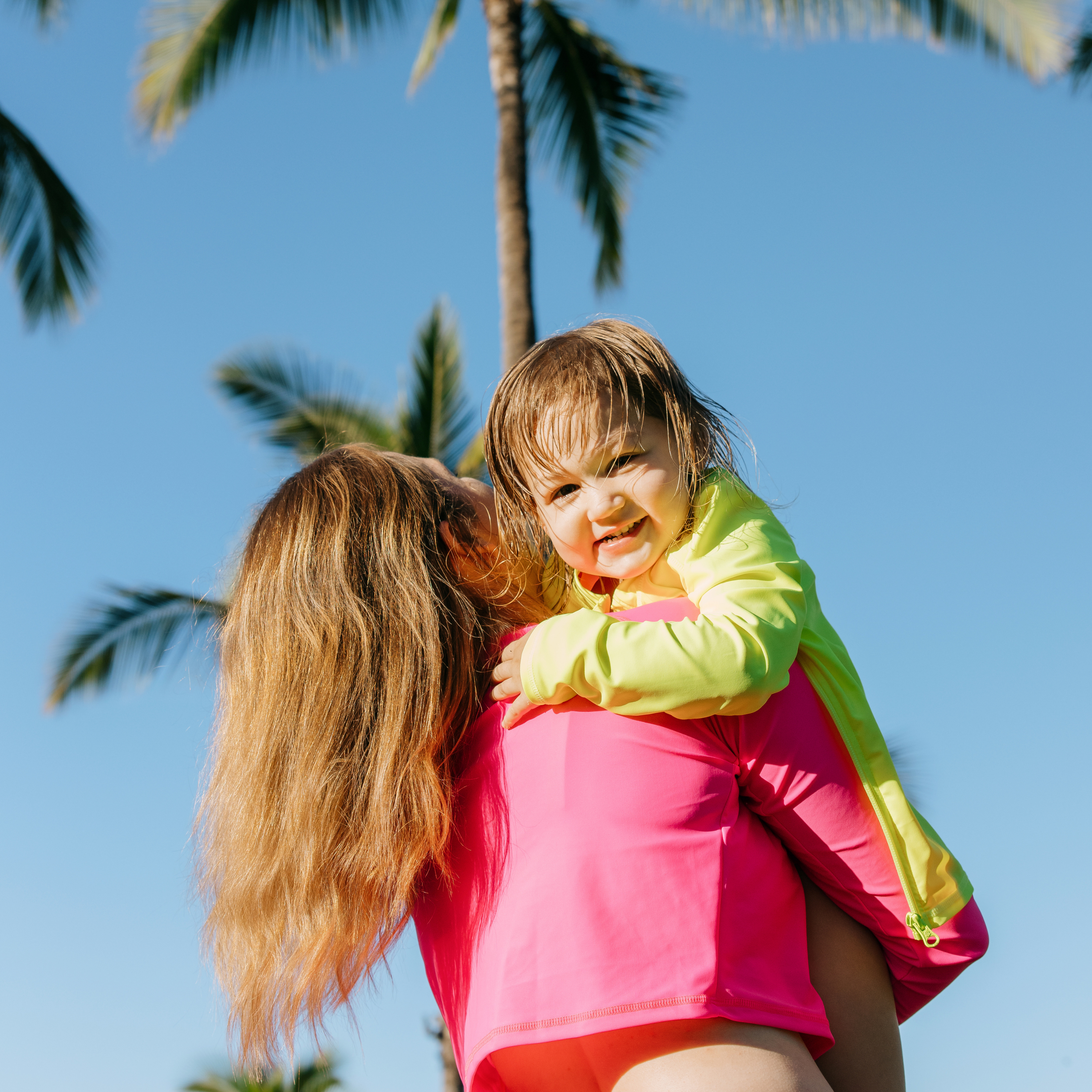 Women's Long Sleeve Crop Rash Guard | “Neon Pink”-SwimZip UPF 50+ Sun Protective Swimwear & UV Zipper Rash Guards-pos14
