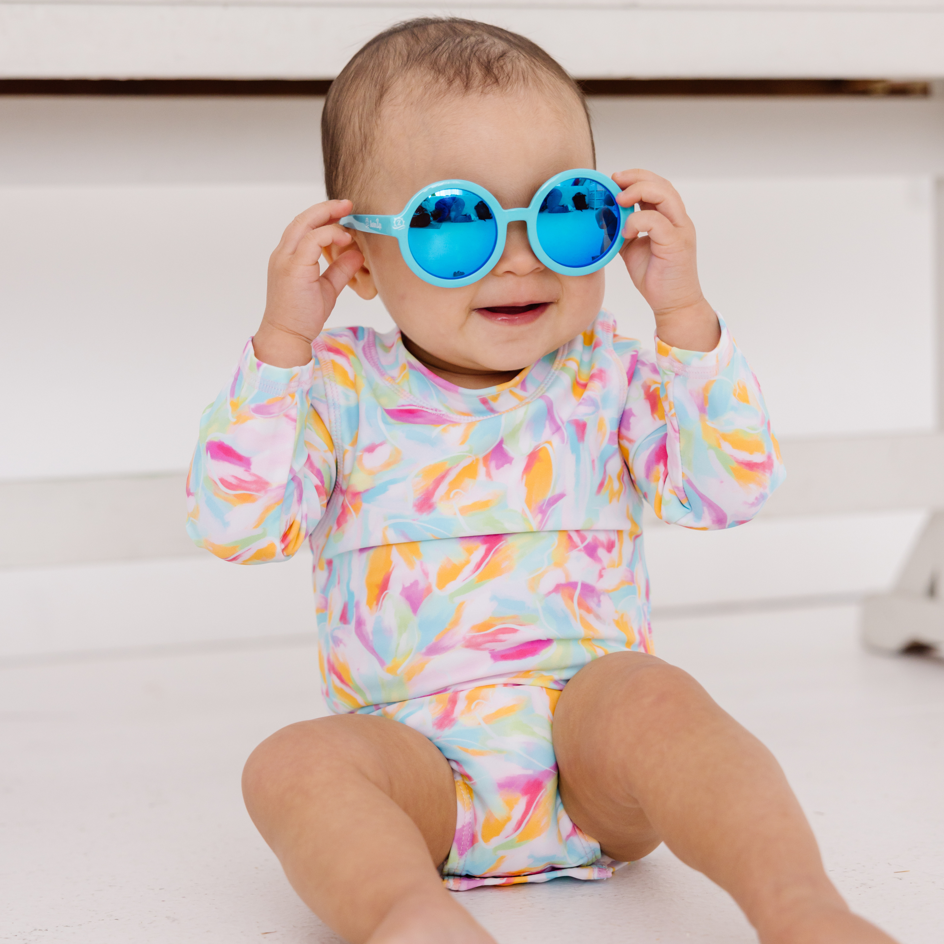 Girls Long Sleeve Surf Suit (One Piece Bodysuit) | "Petals"-SwimZip UPF 50+ Sun Protective Swimwear & UV Zipper Rash Guards-pos8