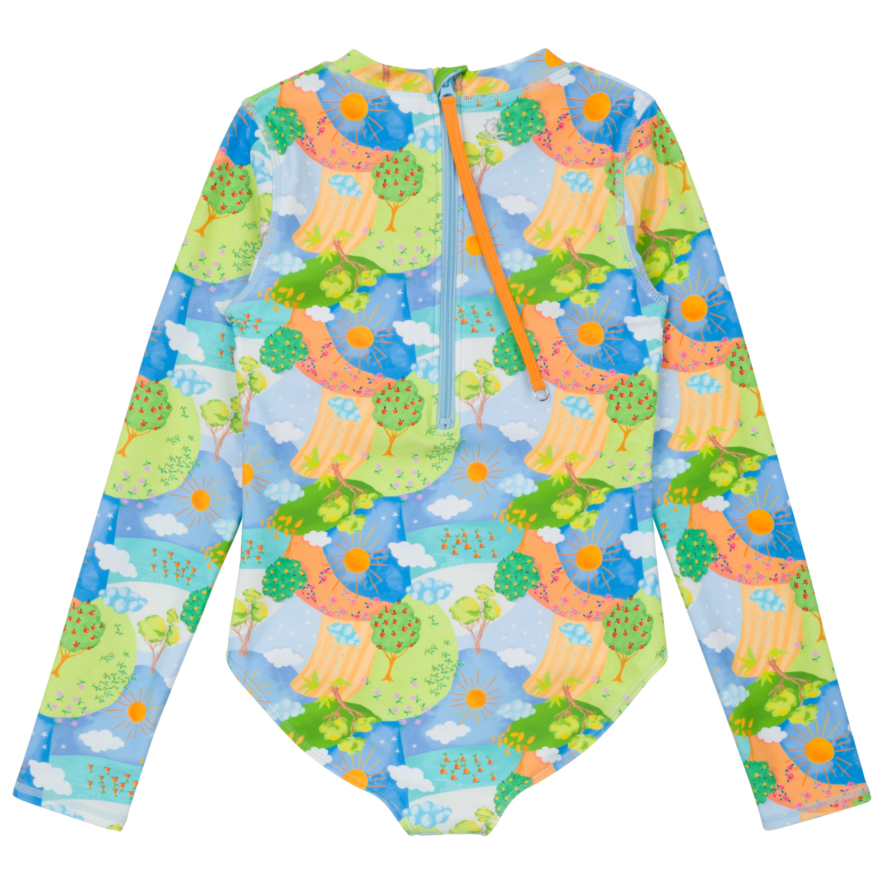 Girls Long Sleeve Surf Suit (One Piece Bodysuit) | "Sunshine"-SwimZip UPF 50+ Sun Protective Swimwear & UV Zipper Rash Guards-pos8