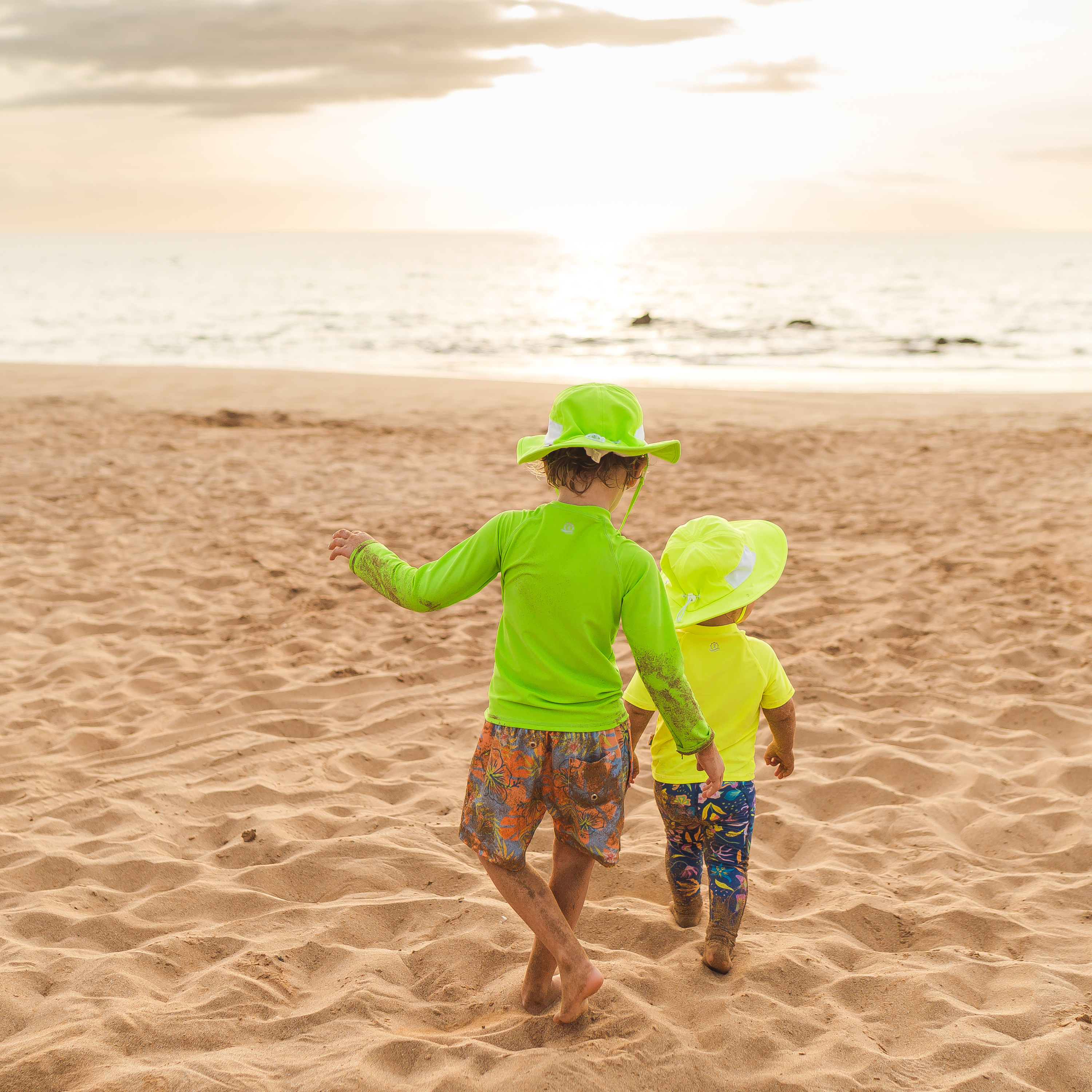 Kids Wide Brim Sun Hat "Fun Sun Day Play Hat" - Neon Lemon Yellow-SwimZip UPF 50+ Sun Protective Swimwear & UV Zipper Rash Guards-pos11