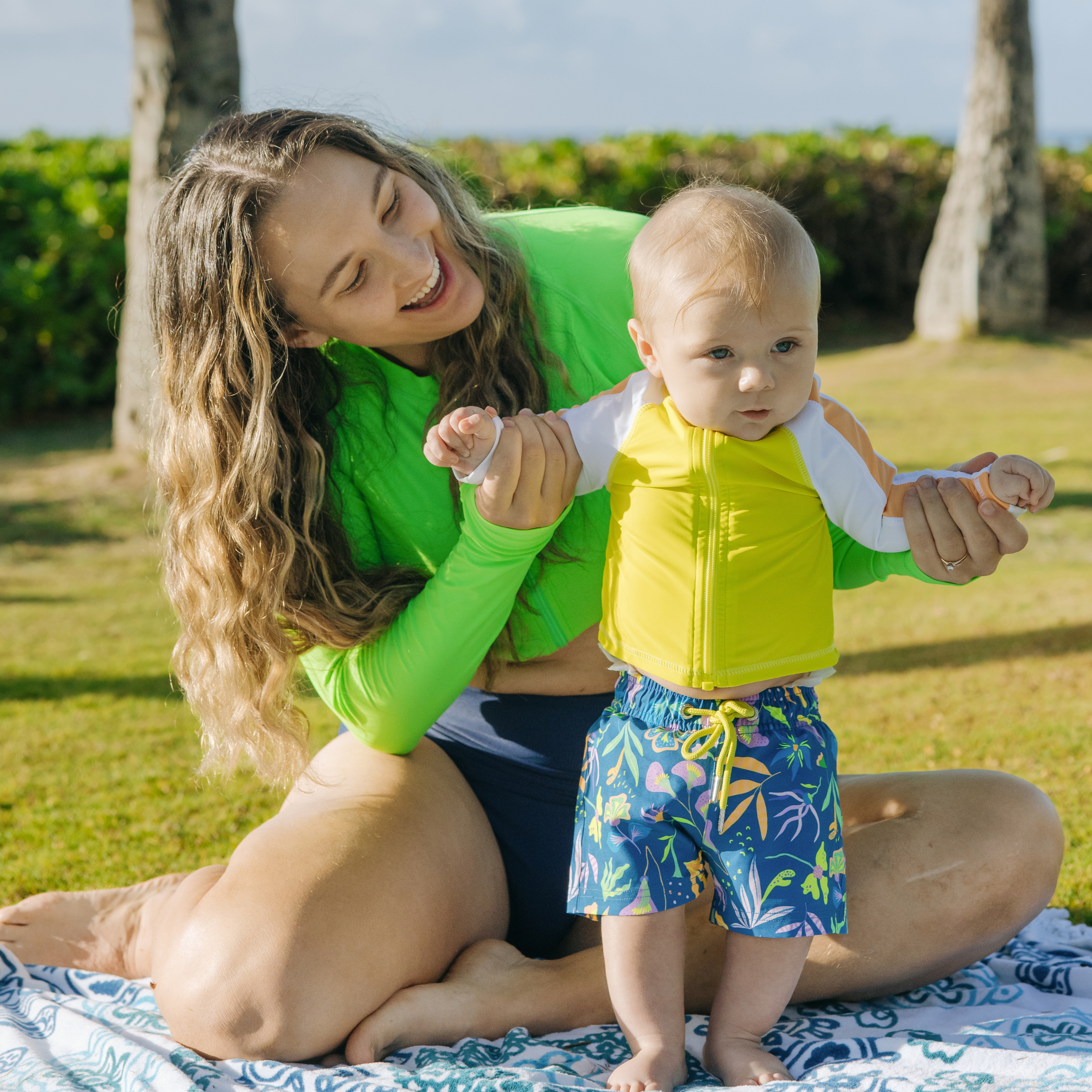 Women's Long Sleeve Crop Rash Guard | “Neon Green”-SwimZip UPF 50+ Sun Protective Swimwear & UV Zipper Rash Guards-pos8