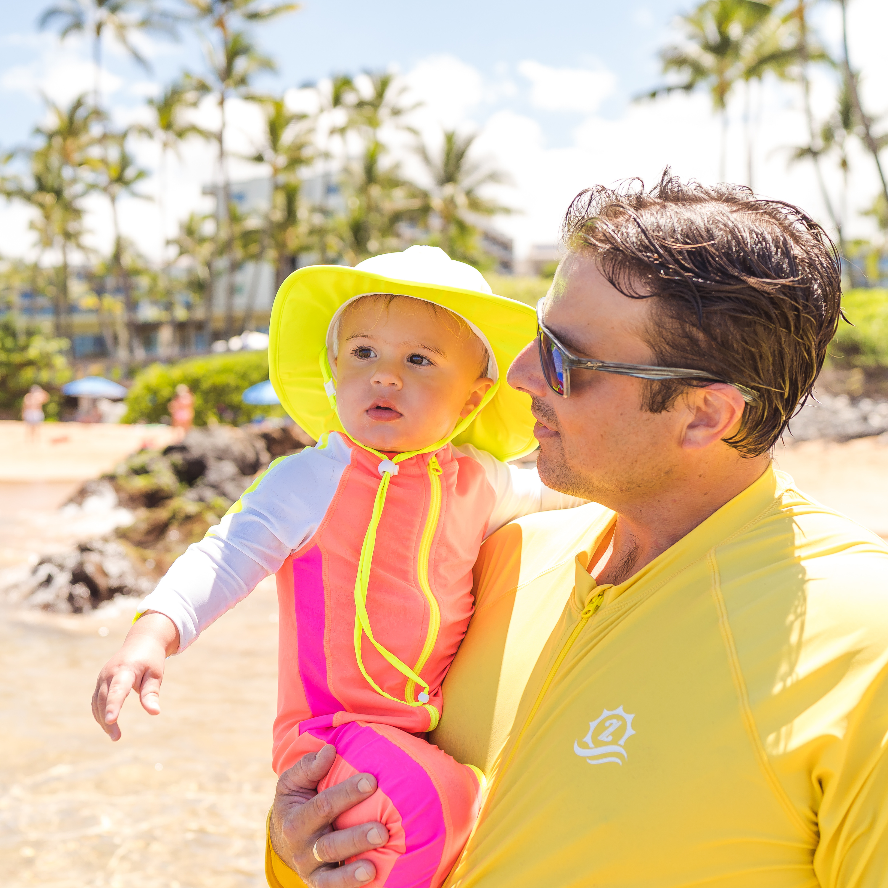 Kids Wide Brim Sun Hat "Fun Sun Day Play Hat" - Neon Lemon Yellow-SwimZip UPF 50+ Sun Protective Swimwear & UV Zipper Rash Guards-pos12