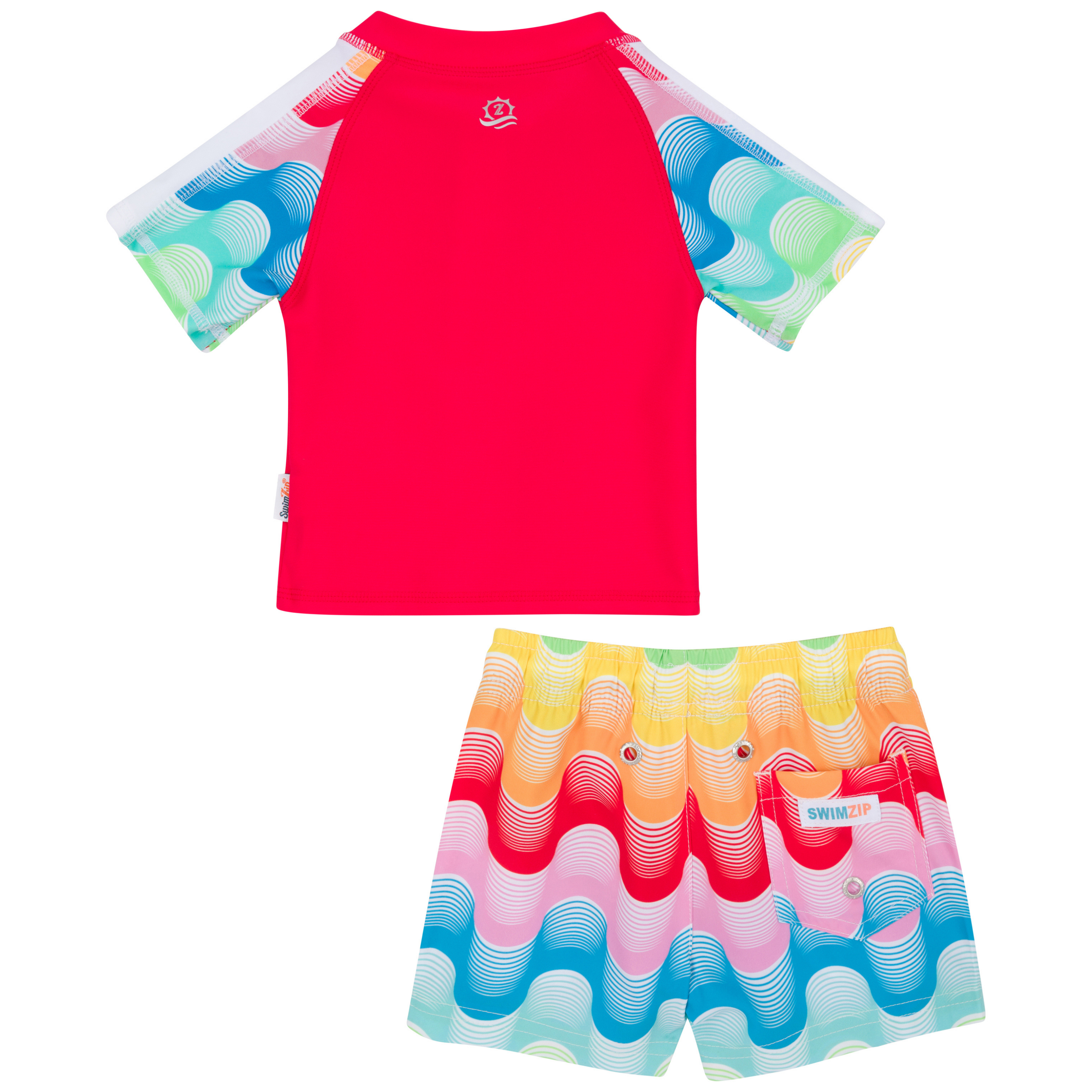 Boys Short Sleeve Zipper Rash Guard and Swim Trunk Set | "Surf's Up"-SwimZip UPF 50+ Sun Protective Swimwear & UV Zipper Rash Guards-pos11