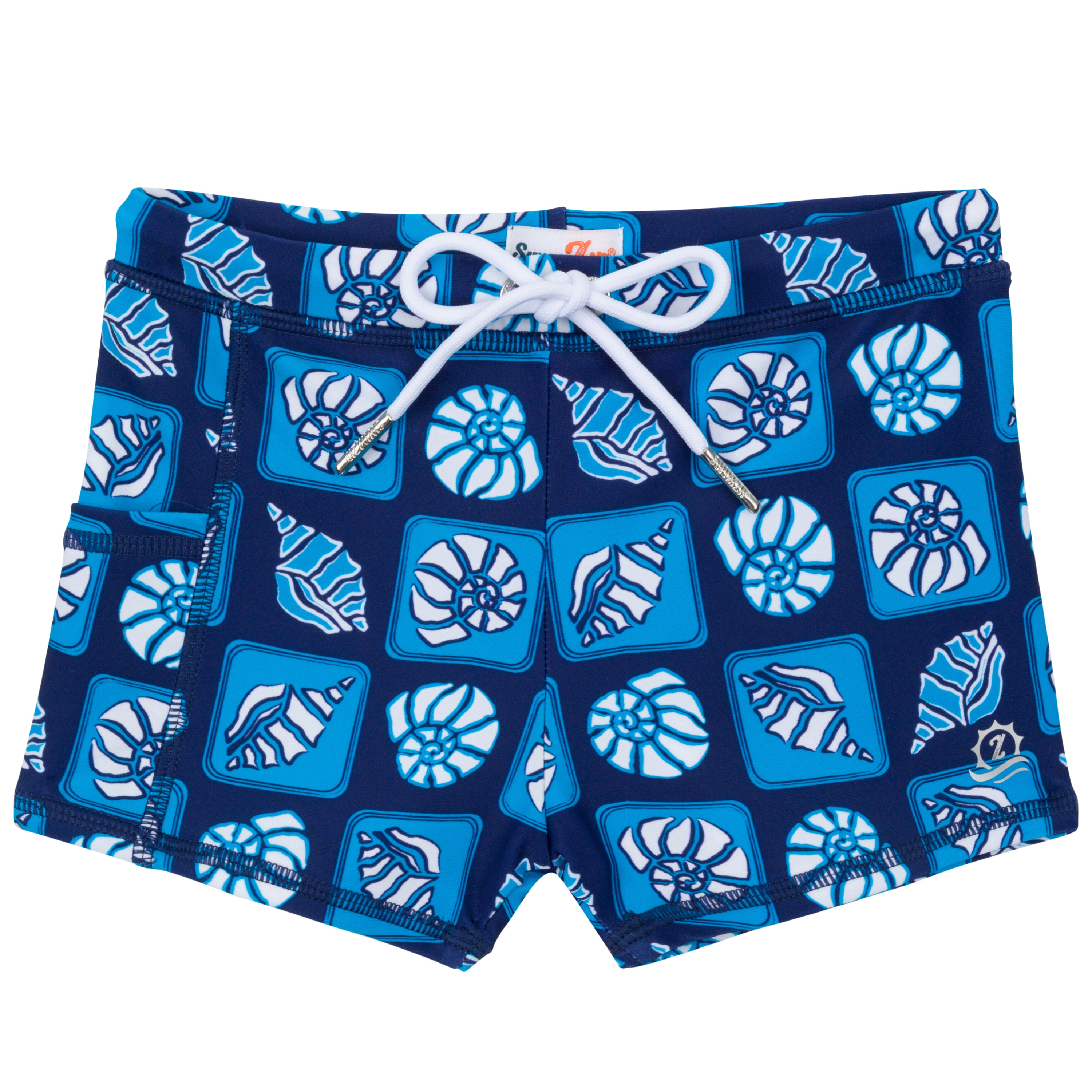 Kids Euro Swim Shorties | "Coastal"-6-12 Month-Coastal-SwimZip UPF 50+ Sun Protective Swimwear & UV Zipper Rash Guards-pos1