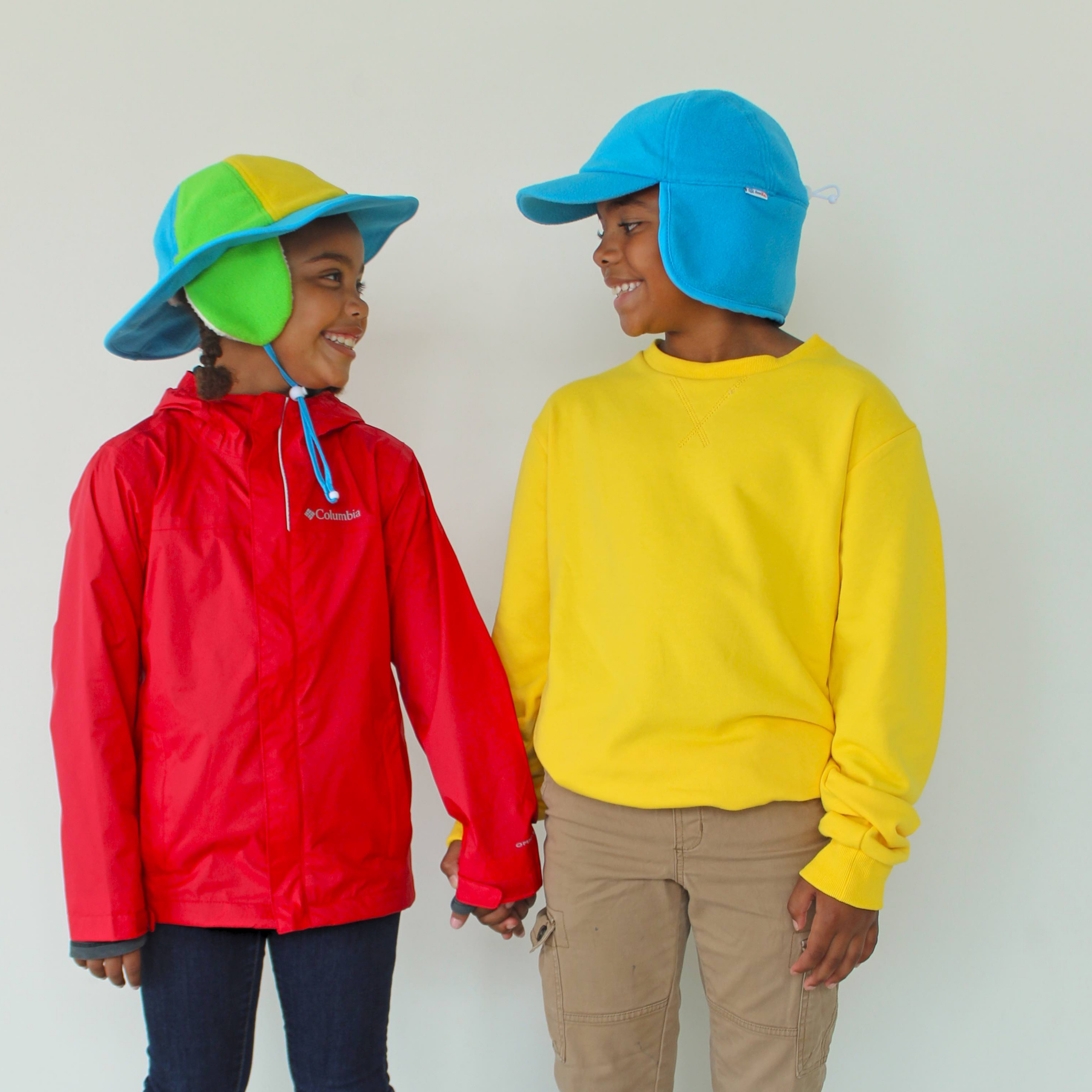 Kids Frosty Fleece Winter Flap Hat - Glacial Water-SwimZip UPF 50+ Sun Protective Swimwear & UV Zipper Rash Guards-pos9