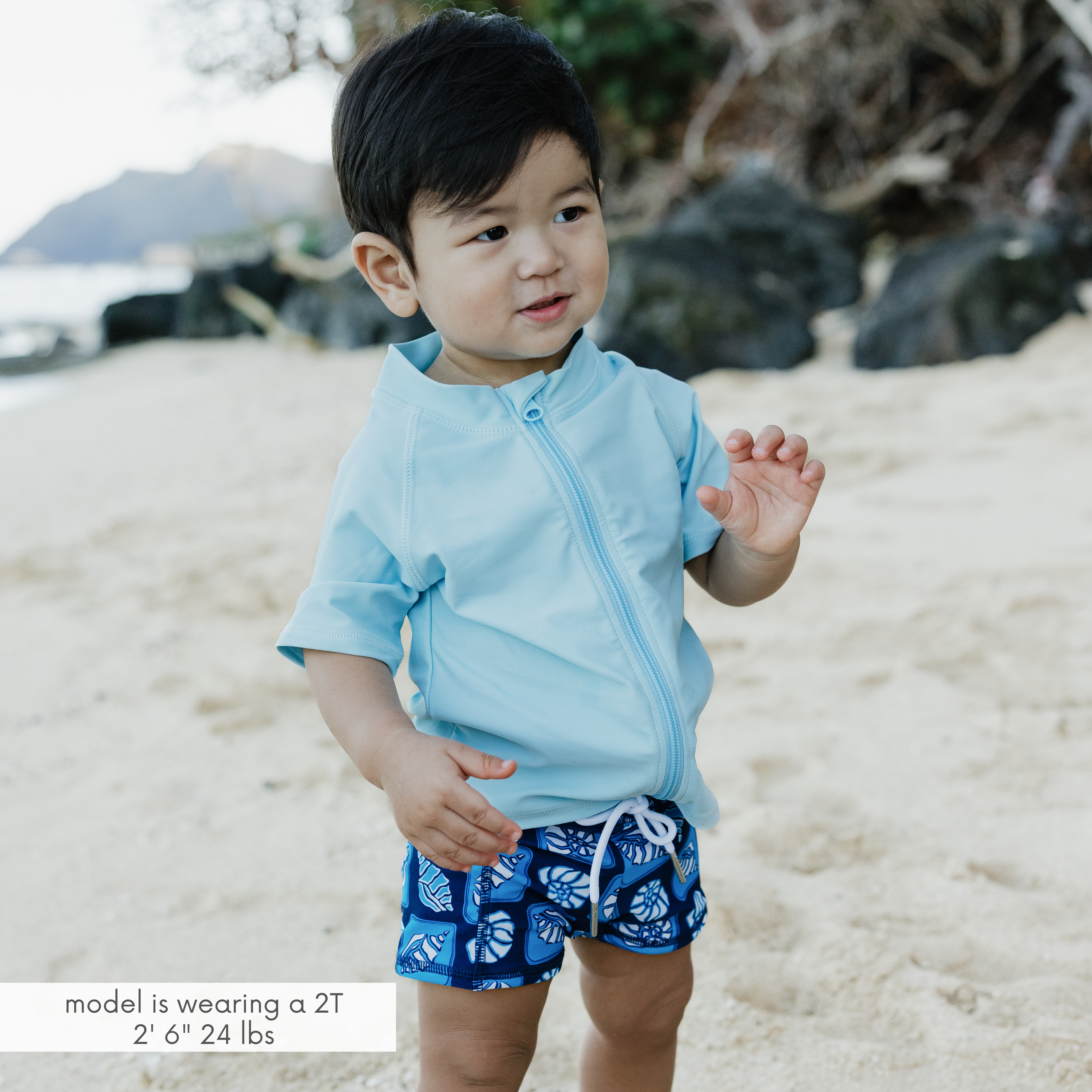 Kids Euro Swim Shorties | "Coastal"-SwimZip UPF 50+ Sun Protective Swimwear & UV Zipper Rash Guards-pos2