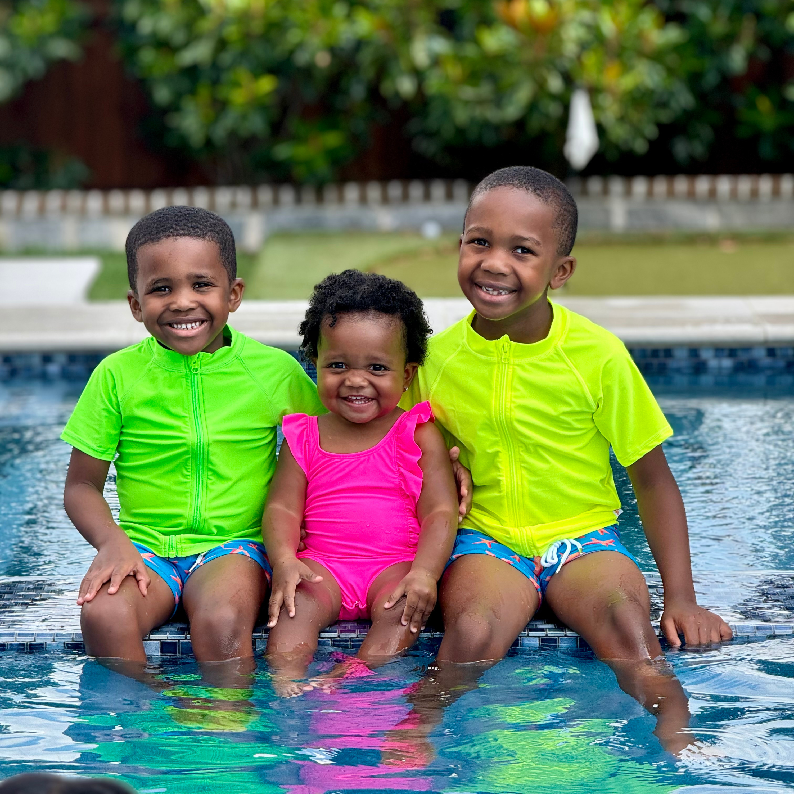 Kids Short-Sleeve Zipper Rash Guard Swim Shirt | Neon Green-SwimZip UPF 50+ Sun Protective Swimwear & UV Zipper Rash Guards-pos7