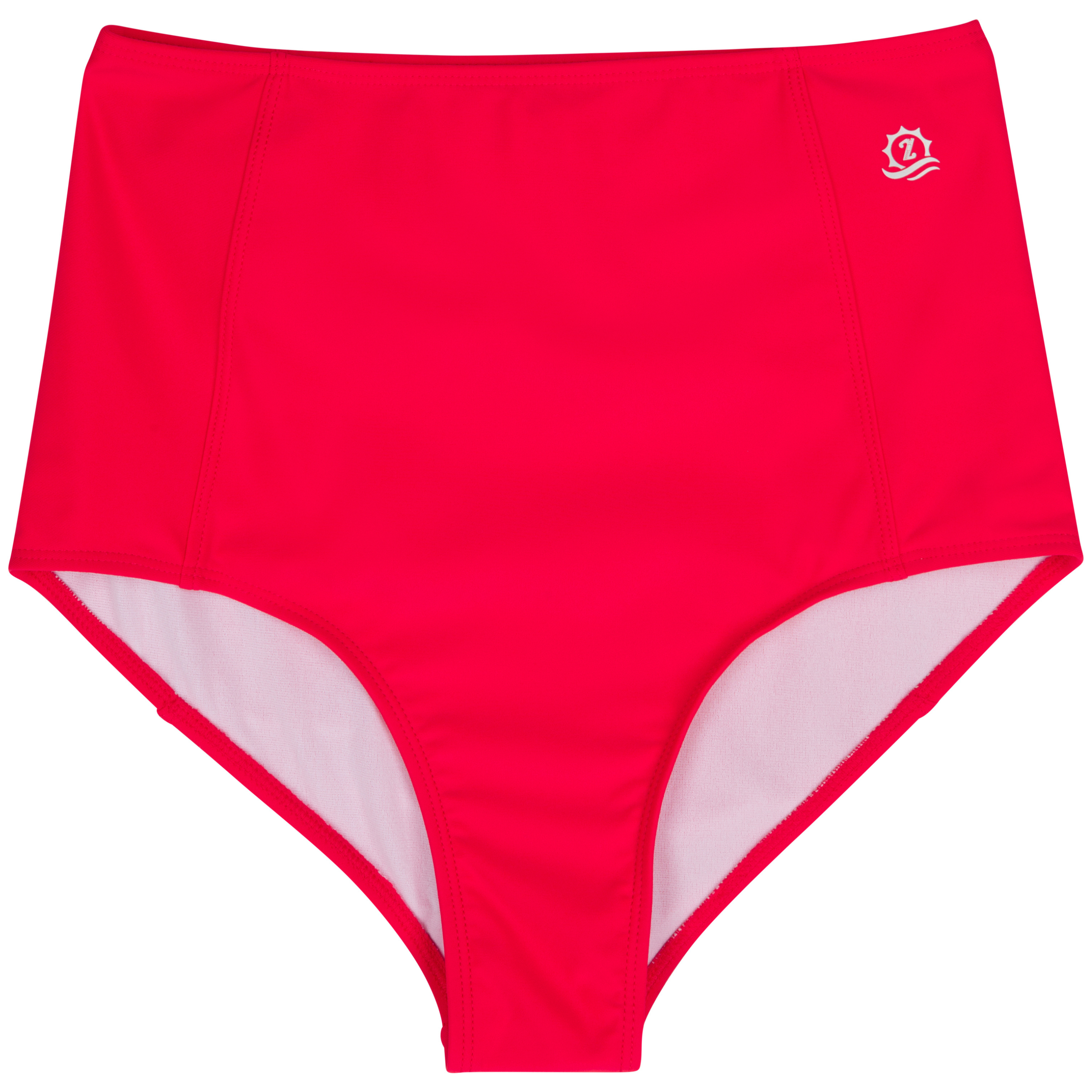 Women's High Waist Bikini Bottoms | "Red"-SwimZip UPF 50+ Sun Protective Swimwear & UV Zipper Rash Guards-pos1