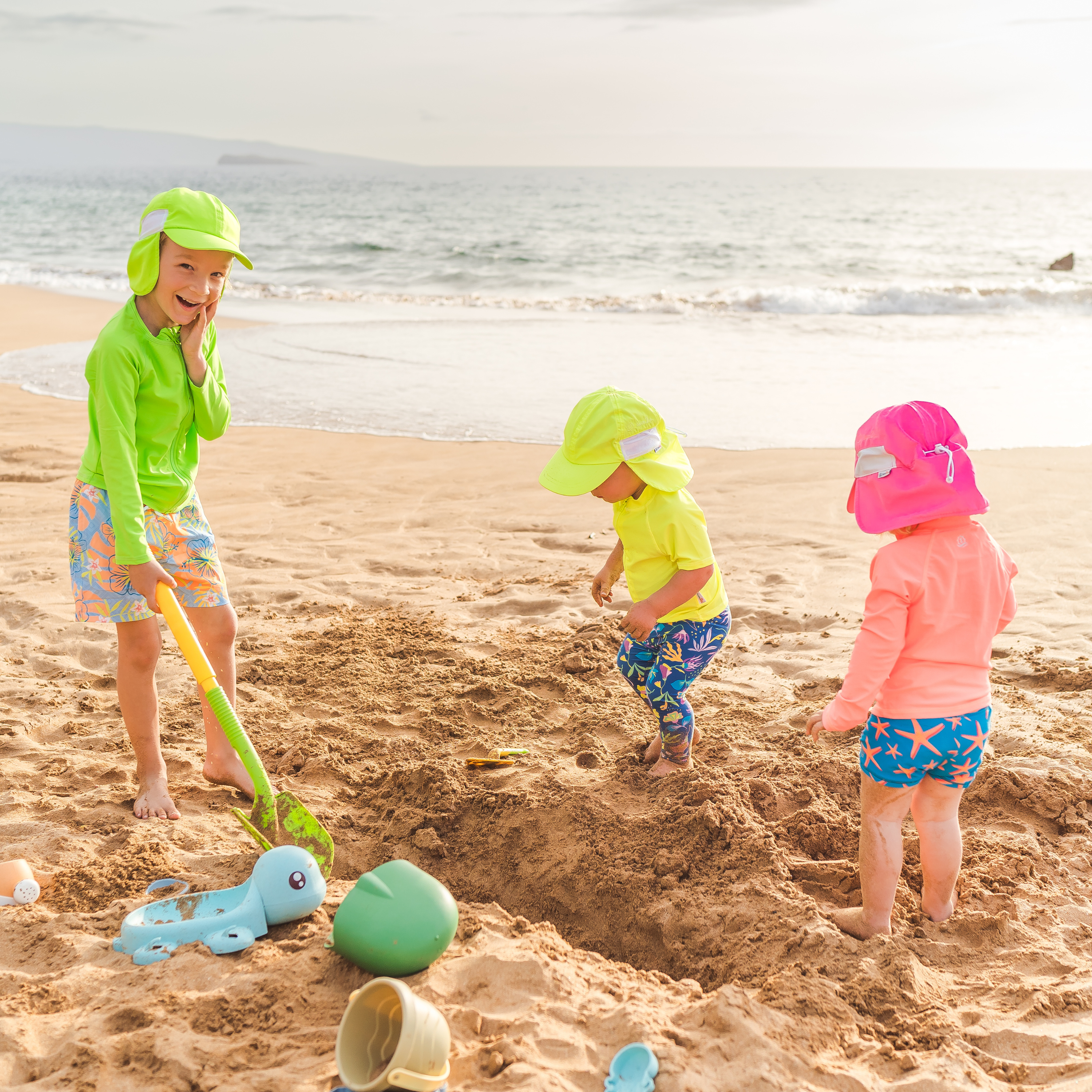Kids Flap Hat | Neon Lime Green-SwimZip UPF 50+ Sun Protective Swimwear & UV Zipper Rash Guards-pos11