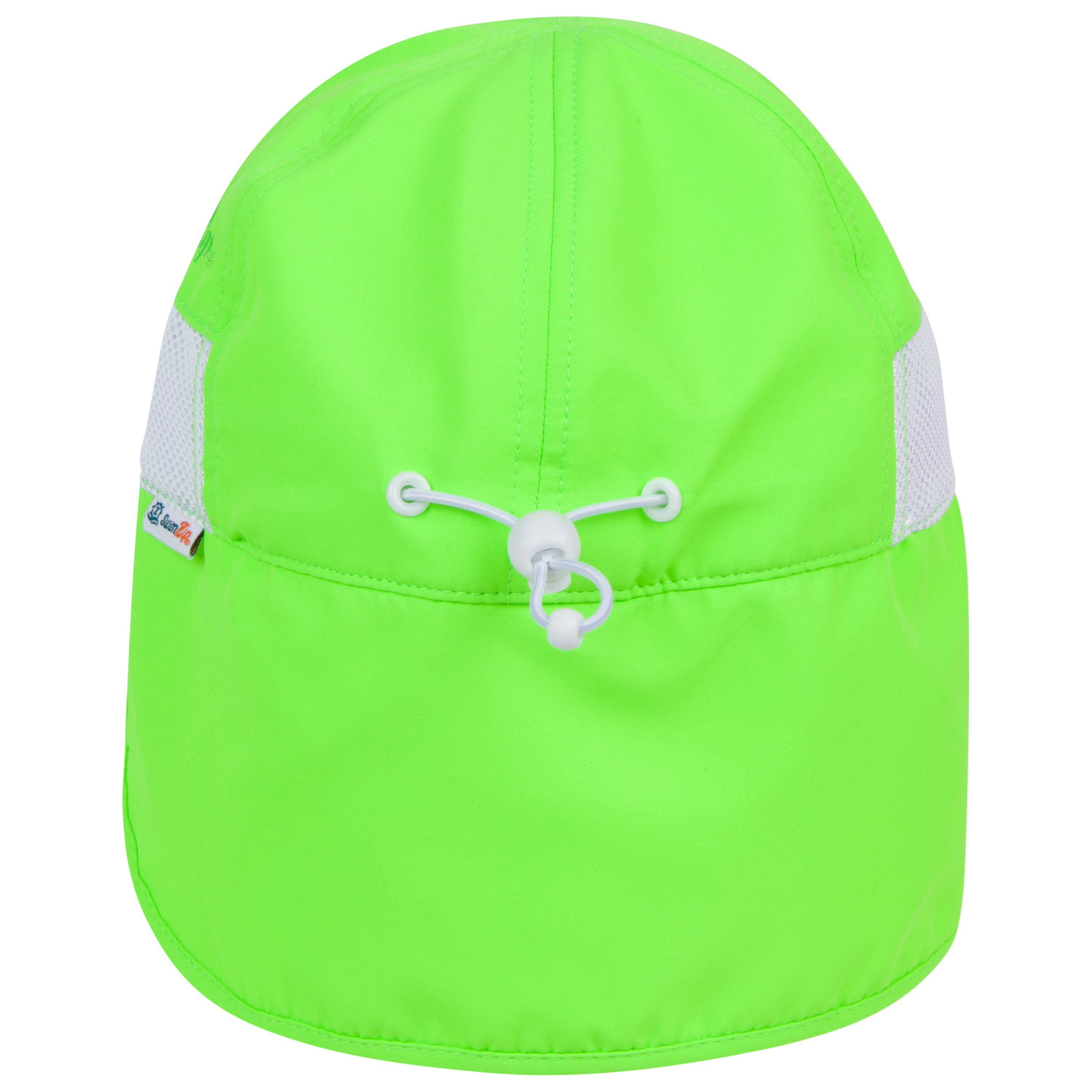 Kids Flap Hat | Neon Lime Green-SwimZip UPF 50+ Sun Protective Swimwear & UV Zipper Rash Guards-pos12