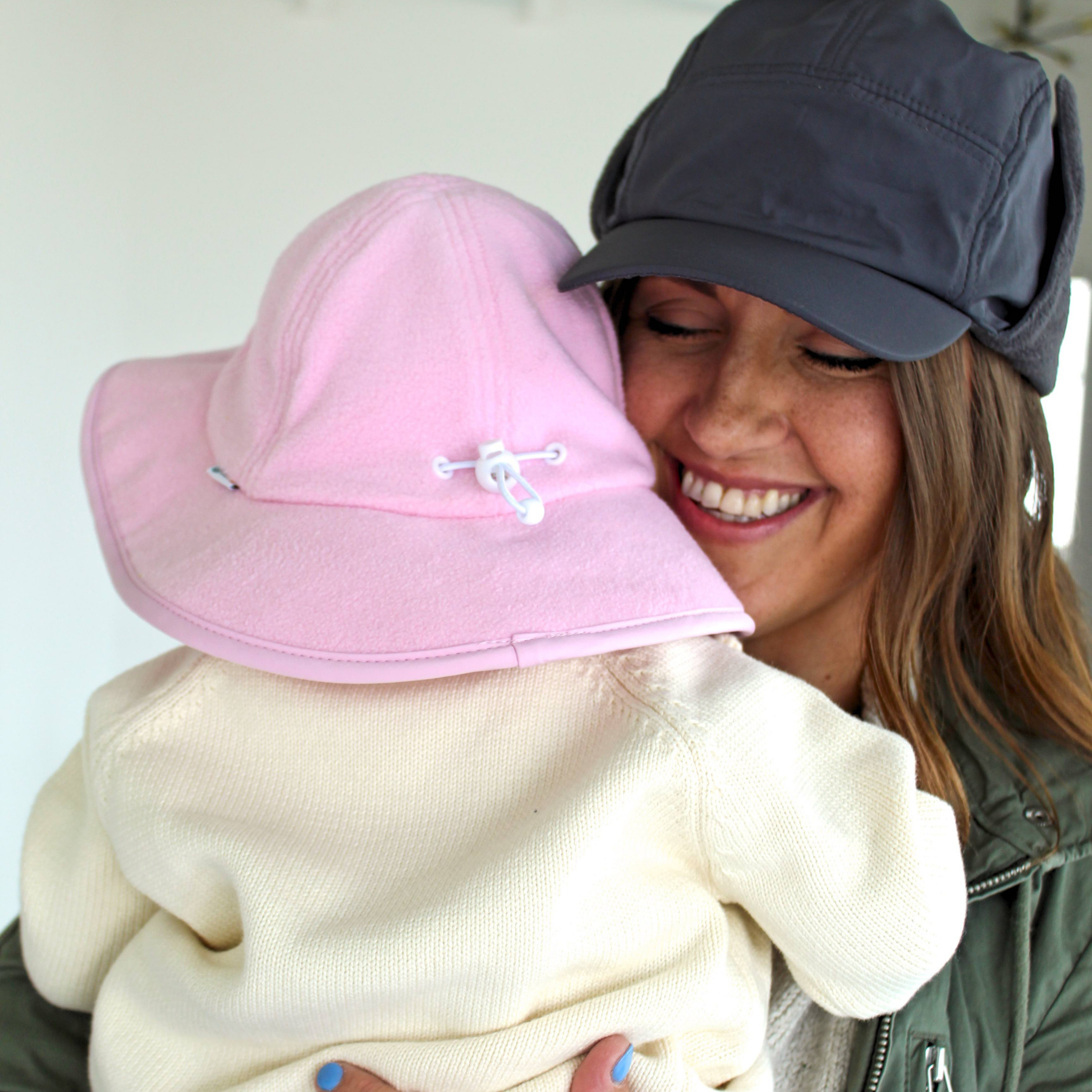 Kids Tundra Ear Flap Fleece Winter Wide Brim Sun Hat - Frosted Pink-SwimZip UPF 50+ Sun Protective Swimwear & UV Zipper Rash Guards-pos5