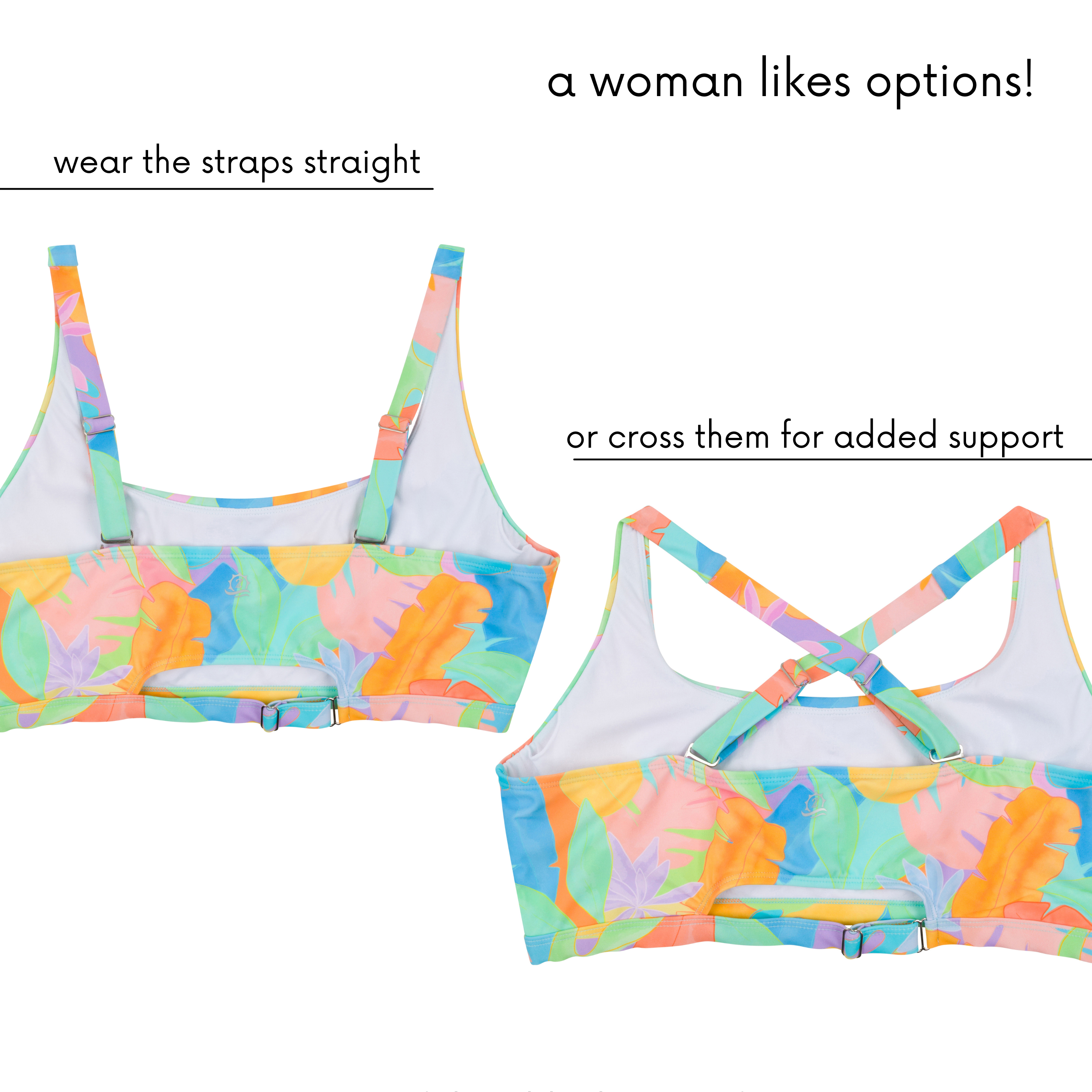 Women's Scoop Neck Bikini Top Plus Size | "Vibrant Vacay"-SwimZip UPF 50+ Sun Protective Swimwear & UV Zipper Rash Guards-pos6