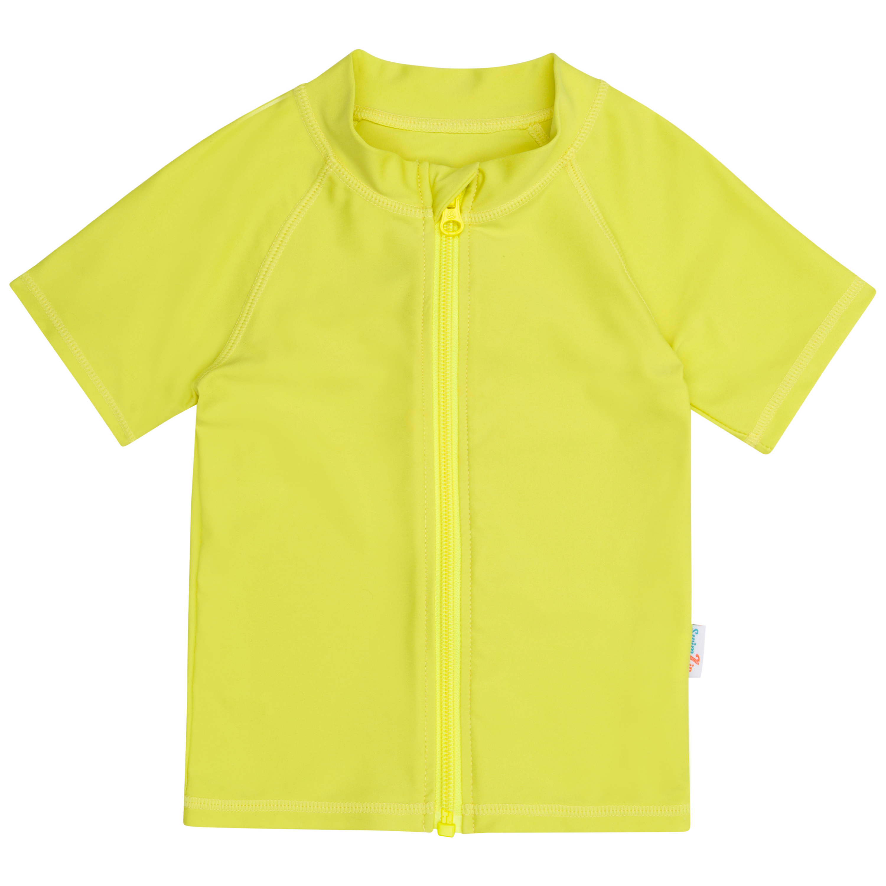 Kids Short Sleeve Zipper Rash Guard Swim Shirt | “Sulphur Yellow”-SwimZip UPF 50+ Sun Protective Swimwear & UV Zipper Rash Guards-pos1