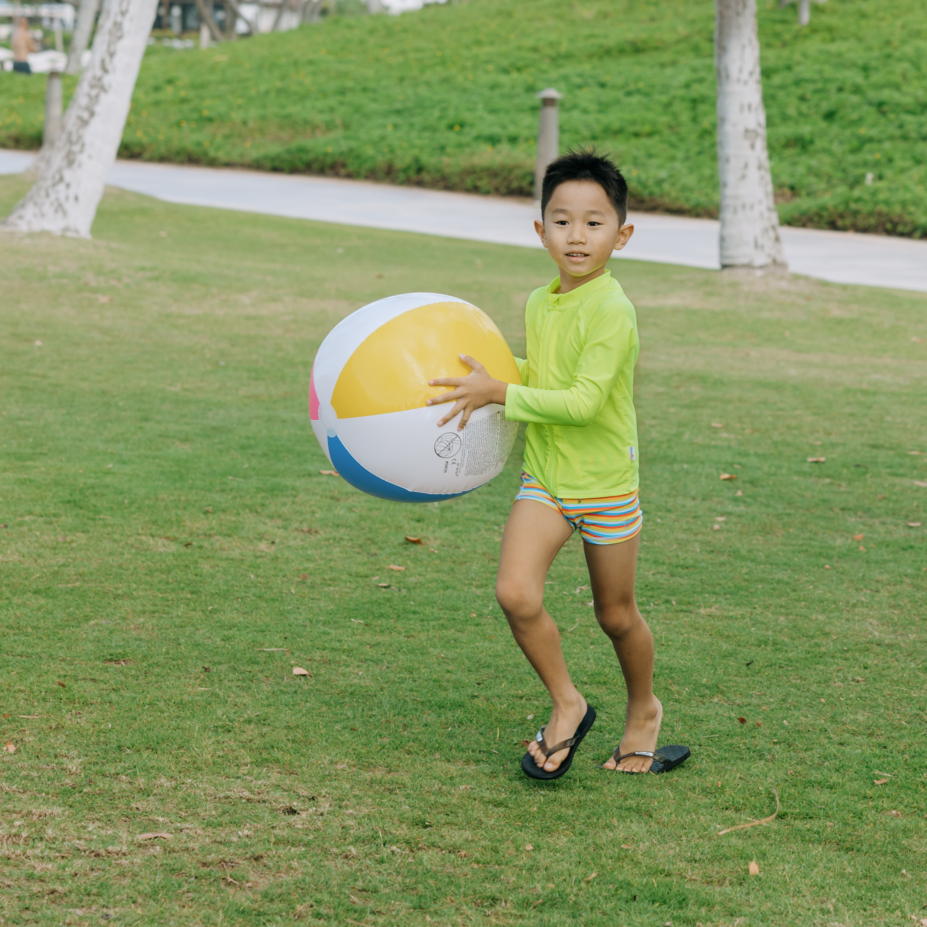 Kids UPF 50+ Long Sleeve Zipper Rash Guard Swim Shirt | "Neon Yellow"-SwimZip UPF 50+ Sun Protective Swimwear & UV Zipper Rash Guards-pos7