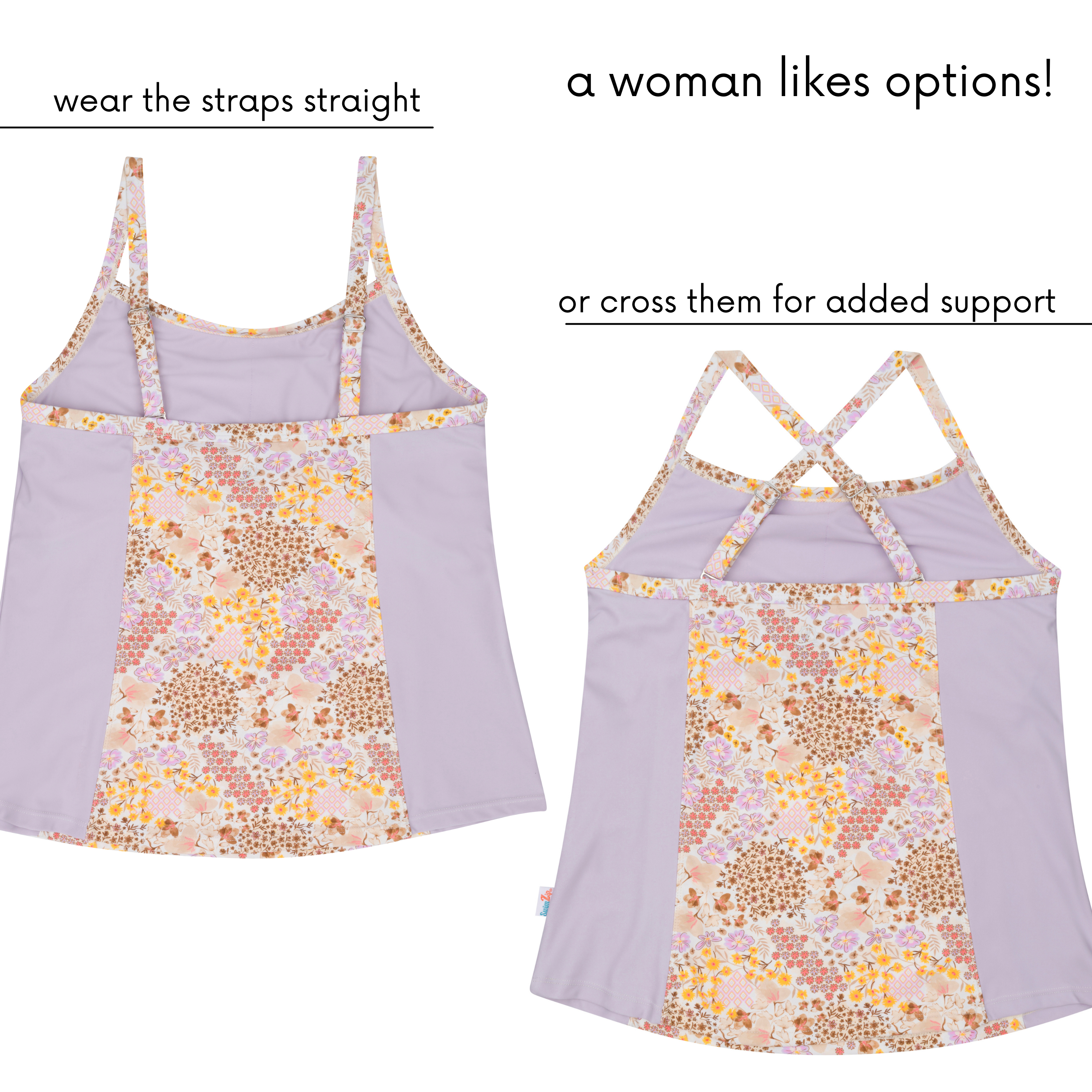 Women’s Strappy A-Line Tankini Top | “Meadows”-SwimZip UPF 50+ Sun Protective Swimwear & UV Zipper Rash Guards-pos7