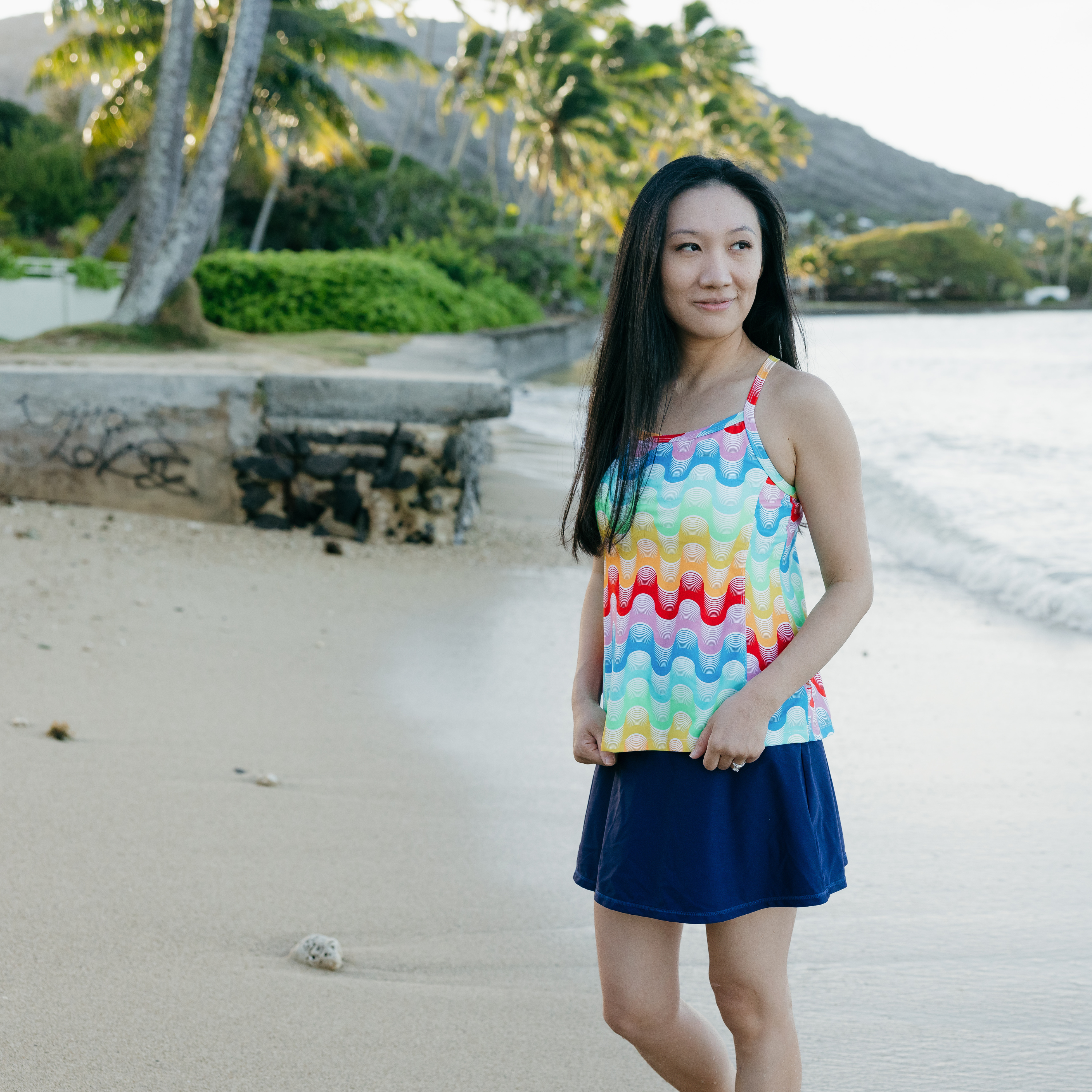 Women’s Strappy A-Line Tankini Top | “Surf's Up"-SwimZip UPF 50+ Sun Protective Swimwear & UV Zipper Rash Guards-pos3