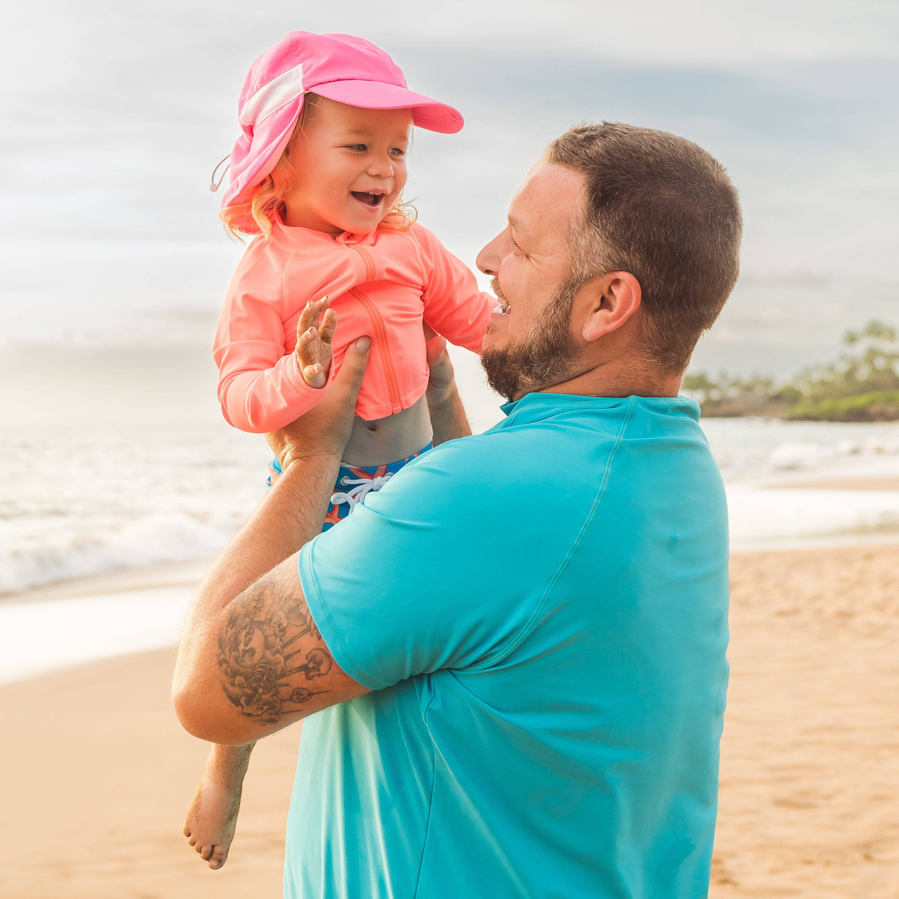Kids Flap Hat | Neon Shocking Pink-SwimZip UPF 50+ Sun Protective Swimwear & UV Zipper Rash Guards-pos5