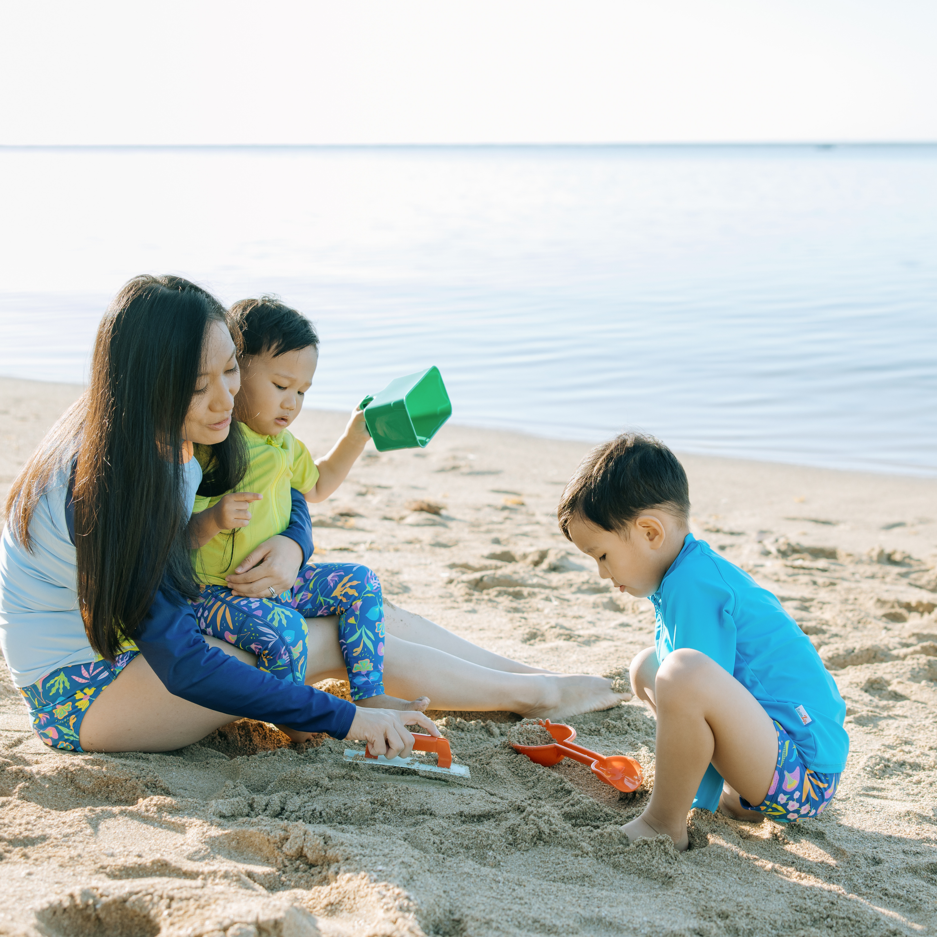 Kids Euro Swim Shorties | "Tropadelic"-SwimZip UPF 50+ Sun Protective Swimwear & UV Zipper Rash Guards-pos3