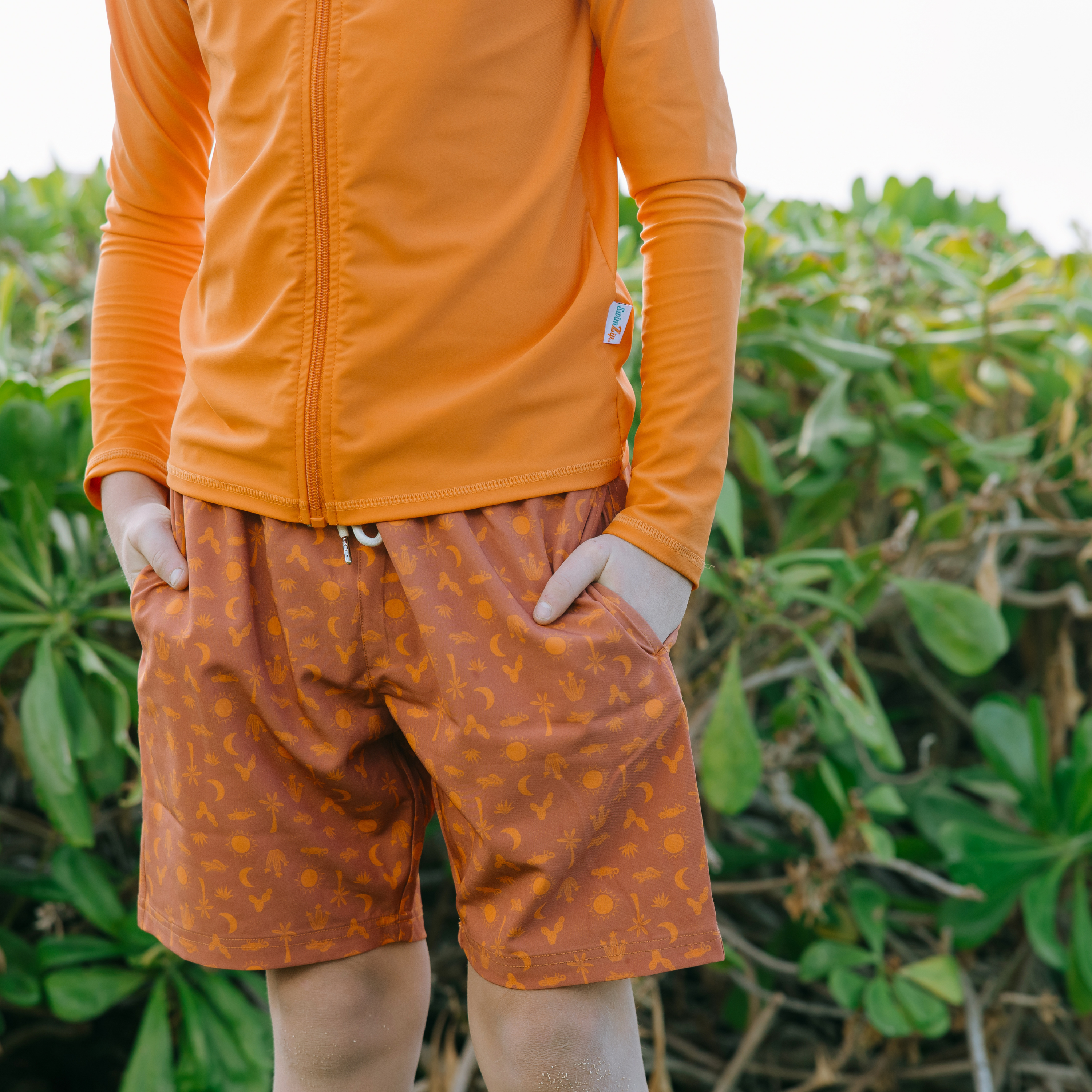 Boys Swim Trunks Boxer Brief Liner (sizes 6-14) | “Desert"-SwimZip UPF 50+ Sun Protective Swimwear & UV Zipper Rash Guards-pos3