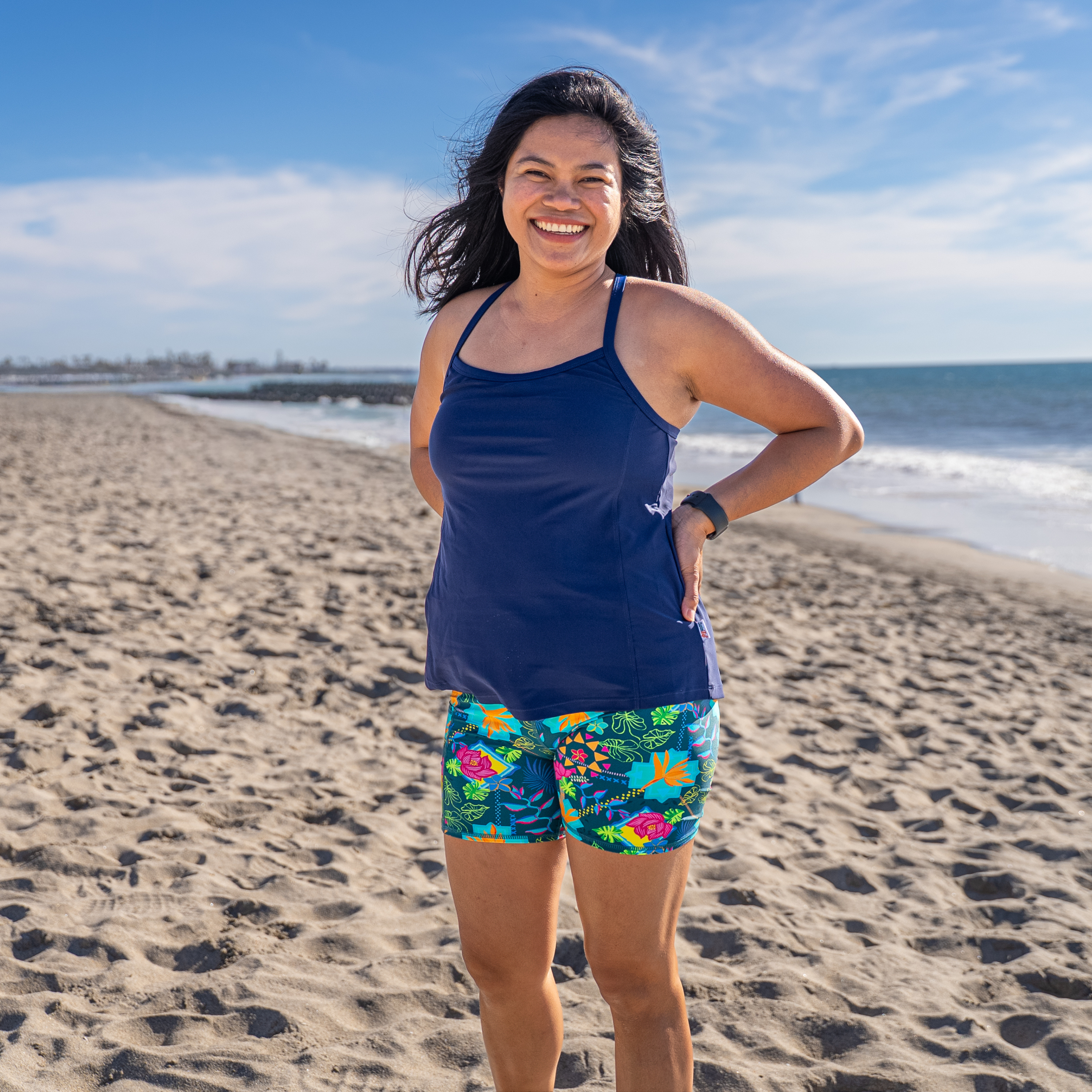 Women's Long Swim Bike Short with Pocket | “Summer Max"-SwimZip UPF 50+ Sun Protective Swimwear & UV Zipper Rash Guards-pos3
