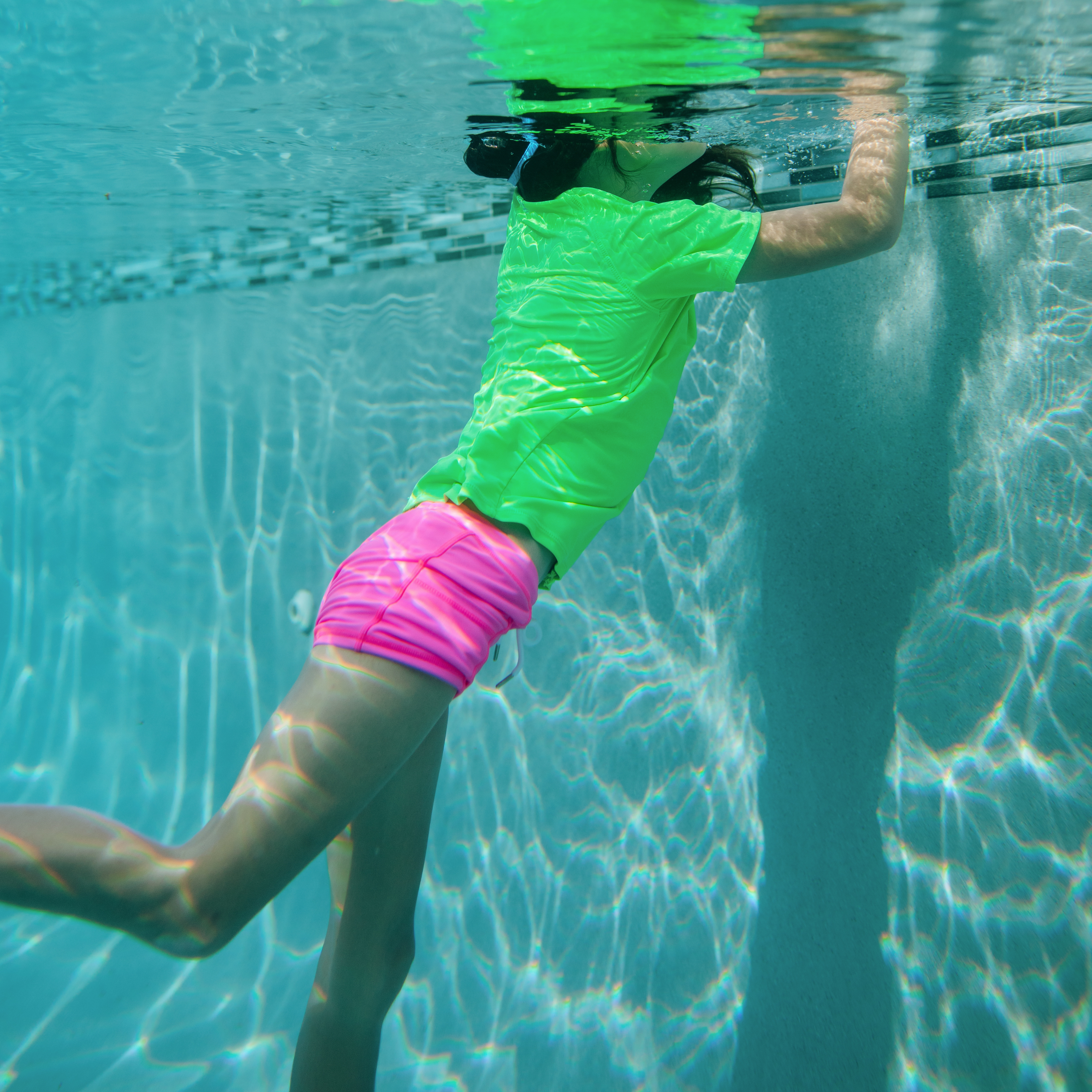 Kids Euro Swim Shorties | "Neon Pink"-SwimZip UPF 50+ Sun Protective Swimwear & UV Zipper Rash Guards-pos2