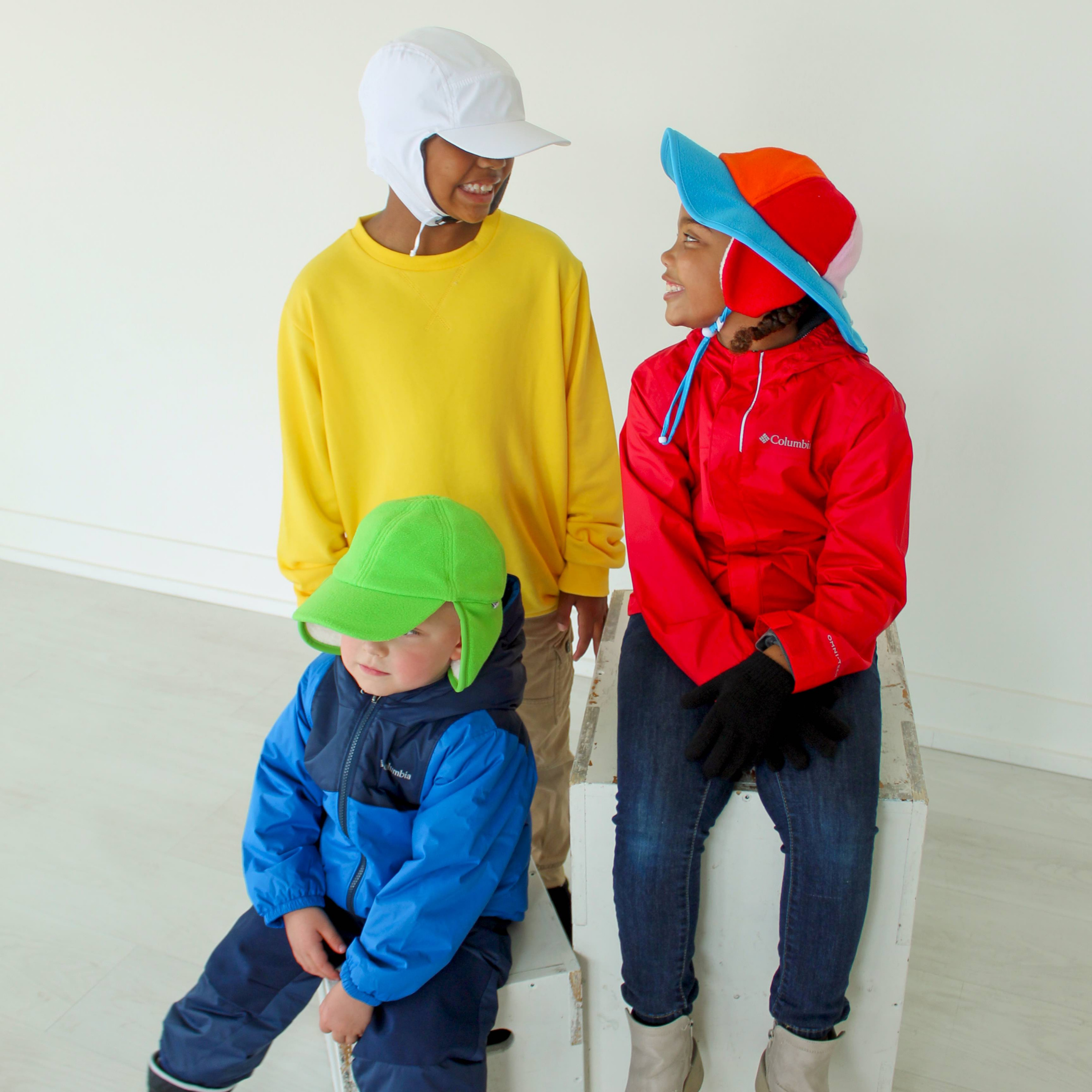 Fleece Wide Brim Winter Hat For Kids | “Rainbow Print”-SwimZip UPF 50+ Sun Protective Swimwear & UV Zipper Rash Guards-pos8