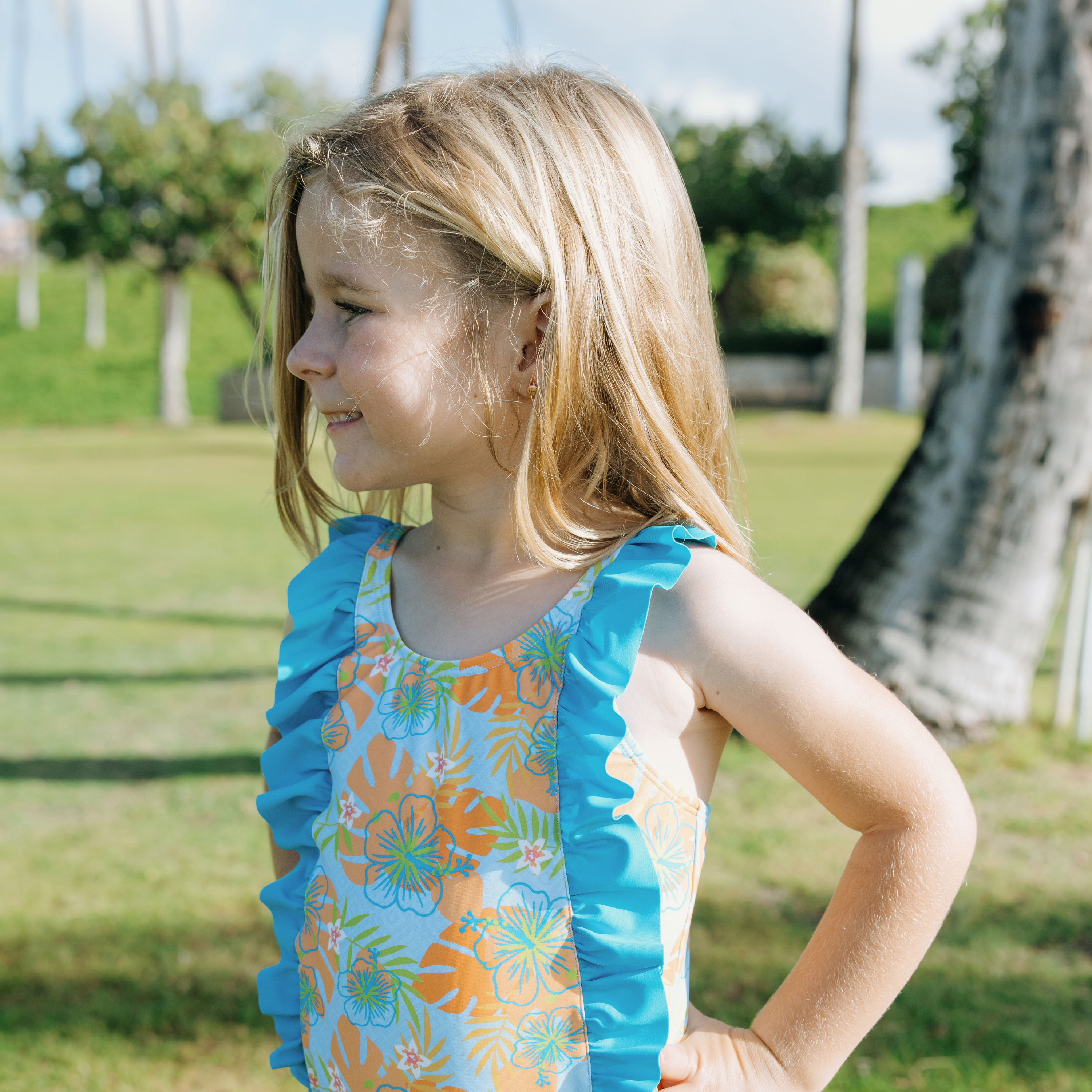 Girls Ruffle One-Piece Swimsuit | "Too Sweet" Groovy-SwimZip UPF 50+ Sun Protective Swimwear & UV Zipper Rash Guards-pos3