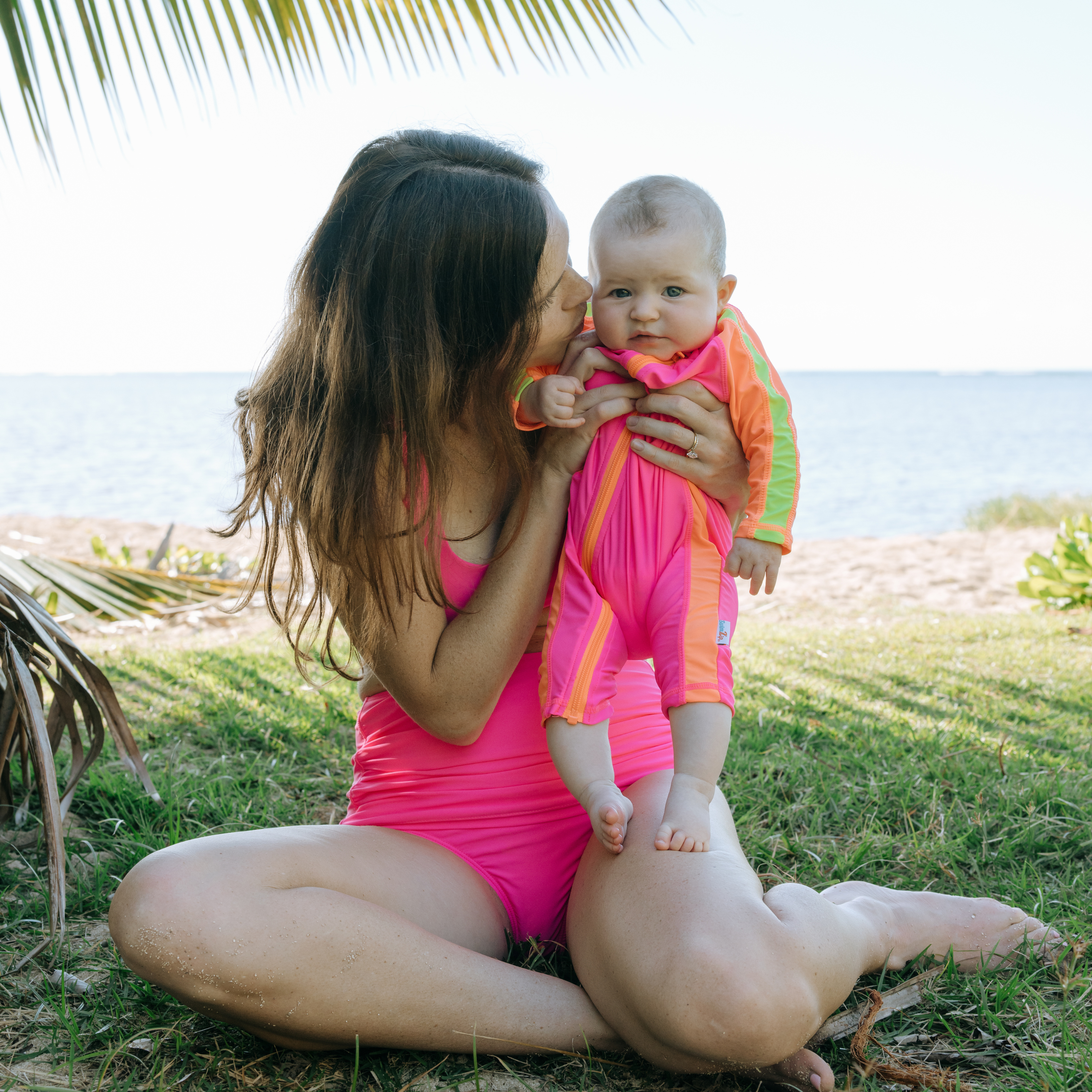 Sunsuit - Long Sleeve Romper Swimsuit | "Neon Pink/Orange"-SwimZip UPF 50+ Sun Protective Swimwear & UV Zipper Rash Guards-pos8