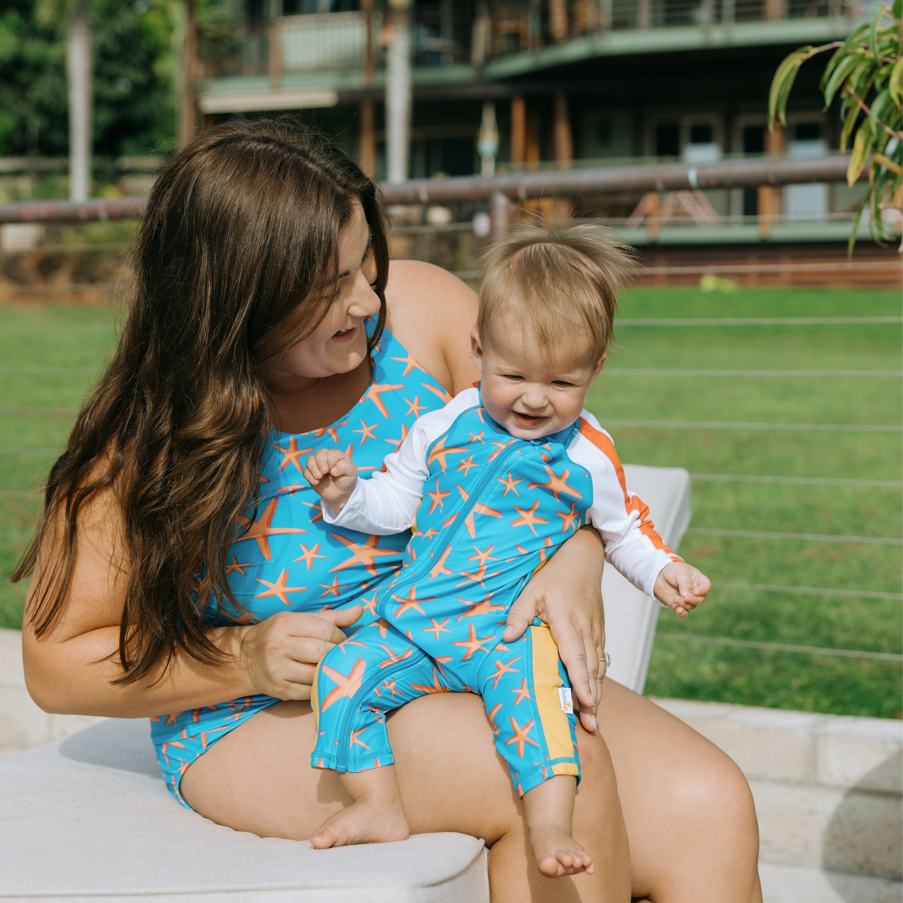 Women’s High Neck Fitted Tankini Top | “Starfish”-SwimZip UPF 50+ Sun Protective Swimwear & UV Zipper Rash Guards-pos3