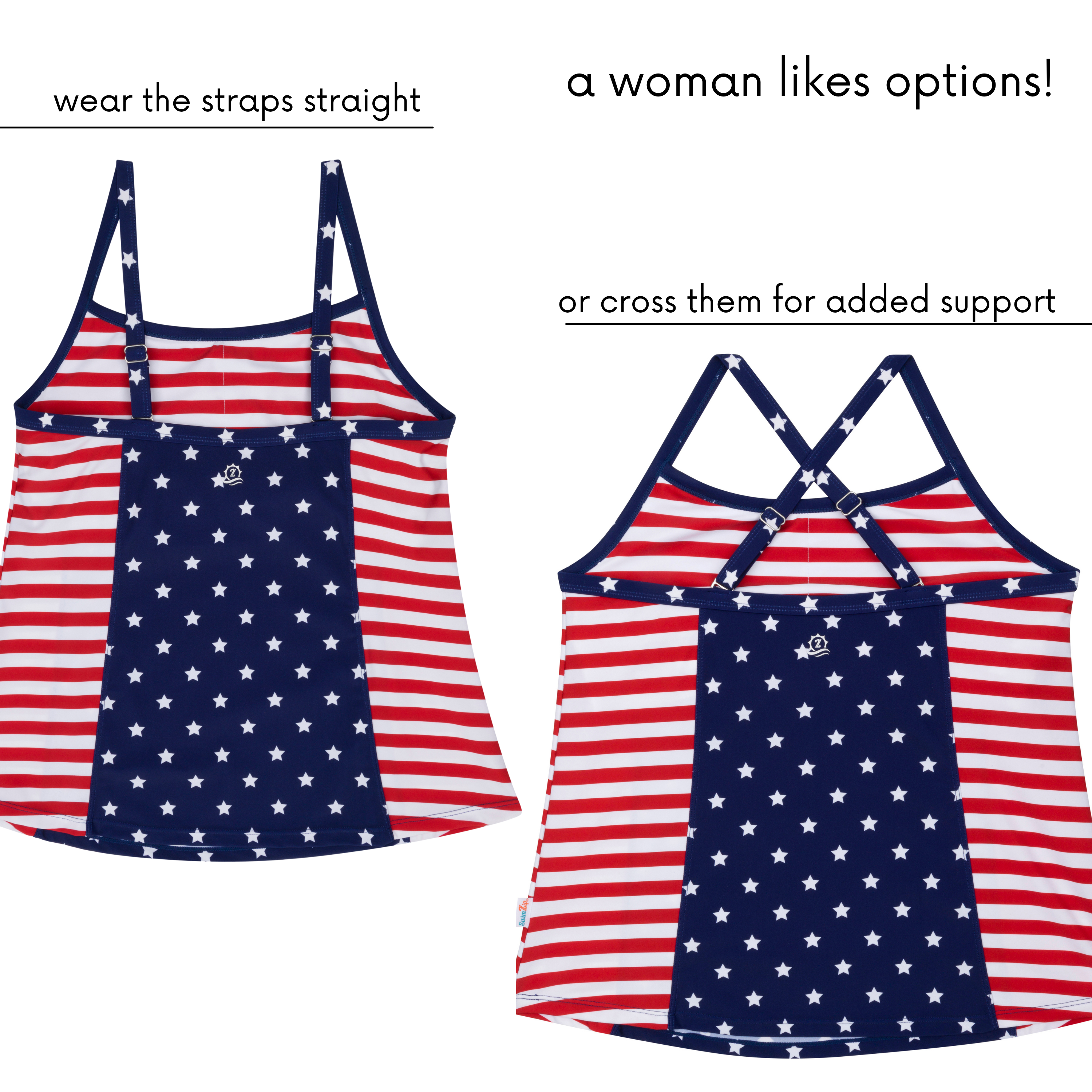 Women’s Strappy A-Line Tankini Top | “Americana”-SwimZip UPF 50+ Sun Protective Swimwear & UV Zipper Rash Guards-pos9