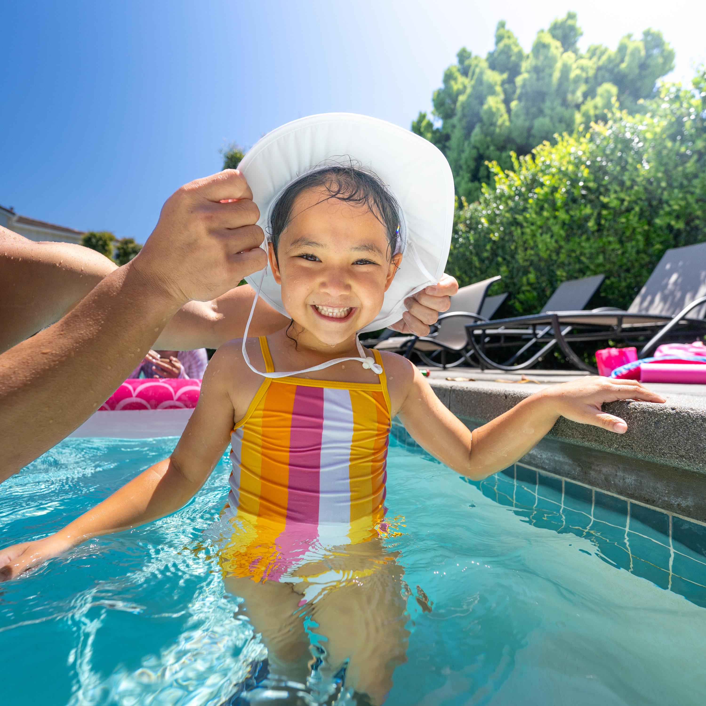 Kids Wide Brim Sun Hat "Fun Sun Day Play Hat" - White-SwimZip UPF 50+ Sun Protective Swimwear & UV Zipper Rash Guards-pos2