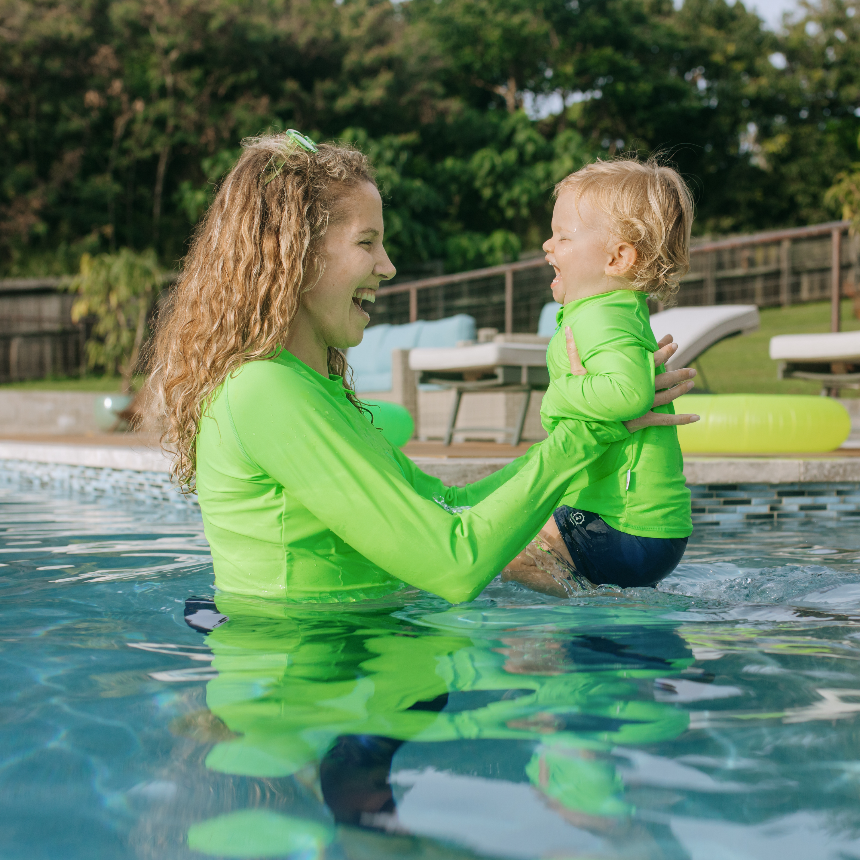 Women's Long Sleeve Crop Rash Guard | “Neon Green”-SwimZip UPF 50+ Sun Protective Swimwear & UV Zipper Rash Guards-pos11