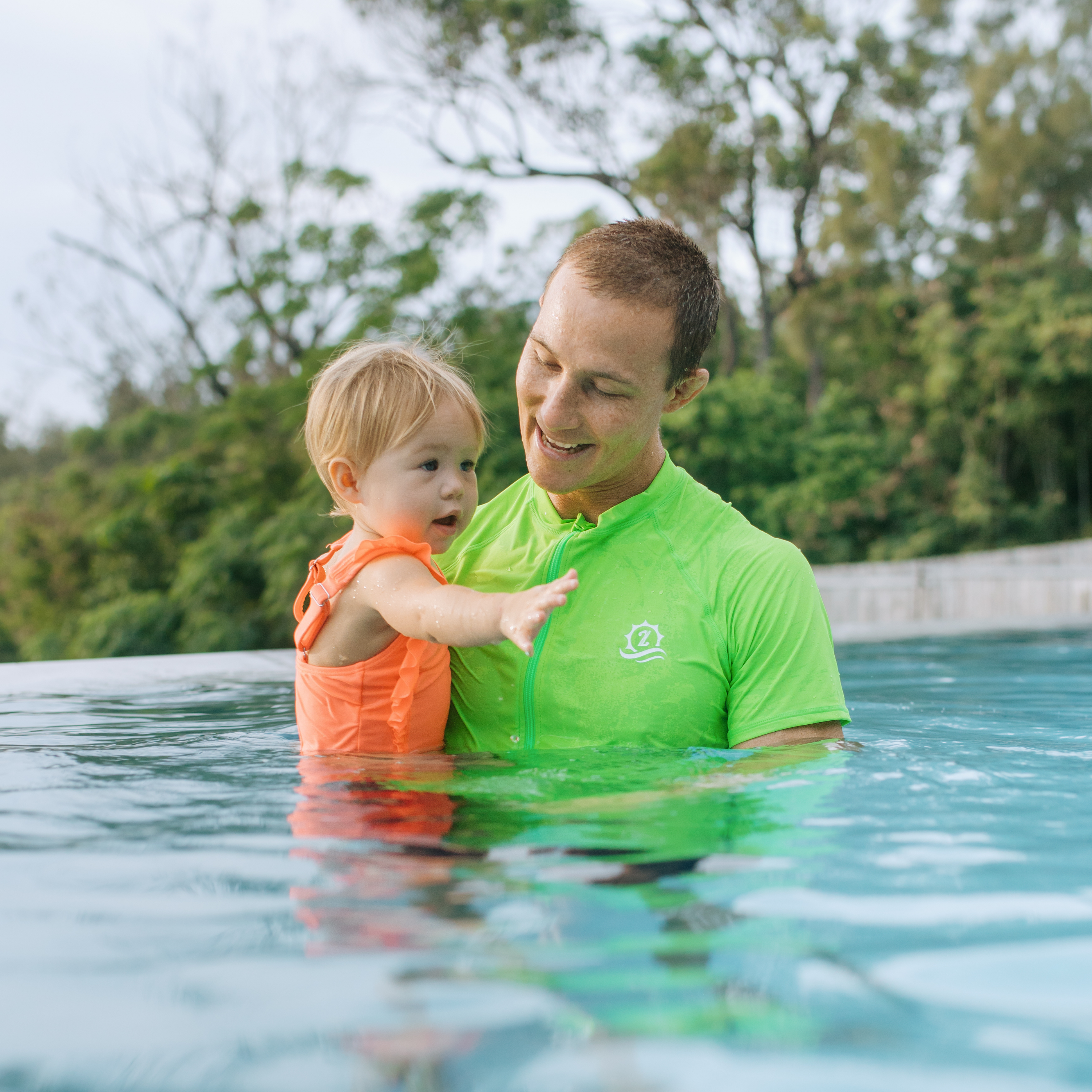 Men's Short Sleeve Rash Guard | “Neon Green”-SwimZip UPF 50+ Sun Protective Swimwear & UV Zipper Rash Guards-pos3