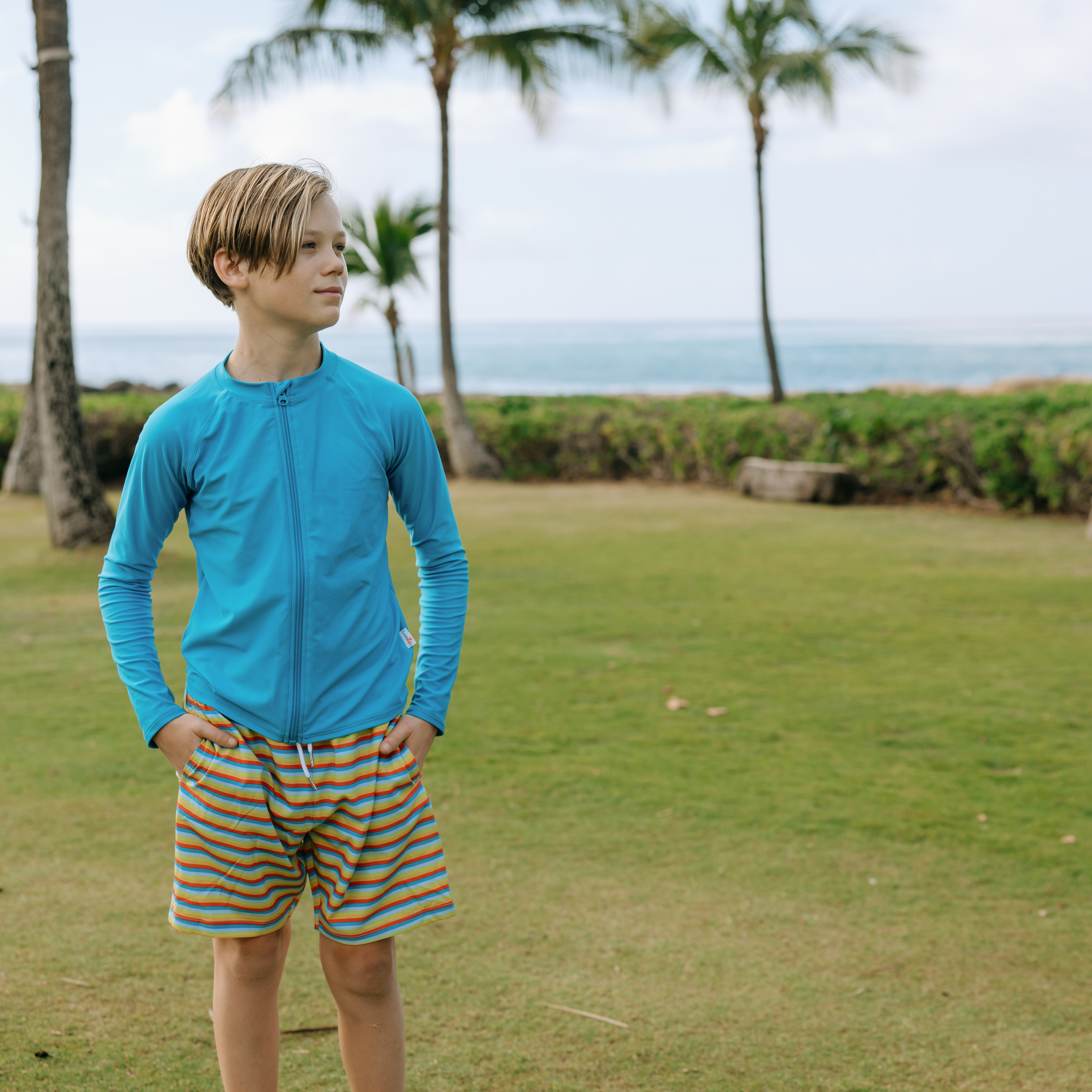 Boys Swim Trunks Boxer Brief Liner (sizes 6-14) | “Sunny Stripe"-SwimZip UPF 50+ Sun Protective Swimwear & UV Zipper Rash Guards-pos3