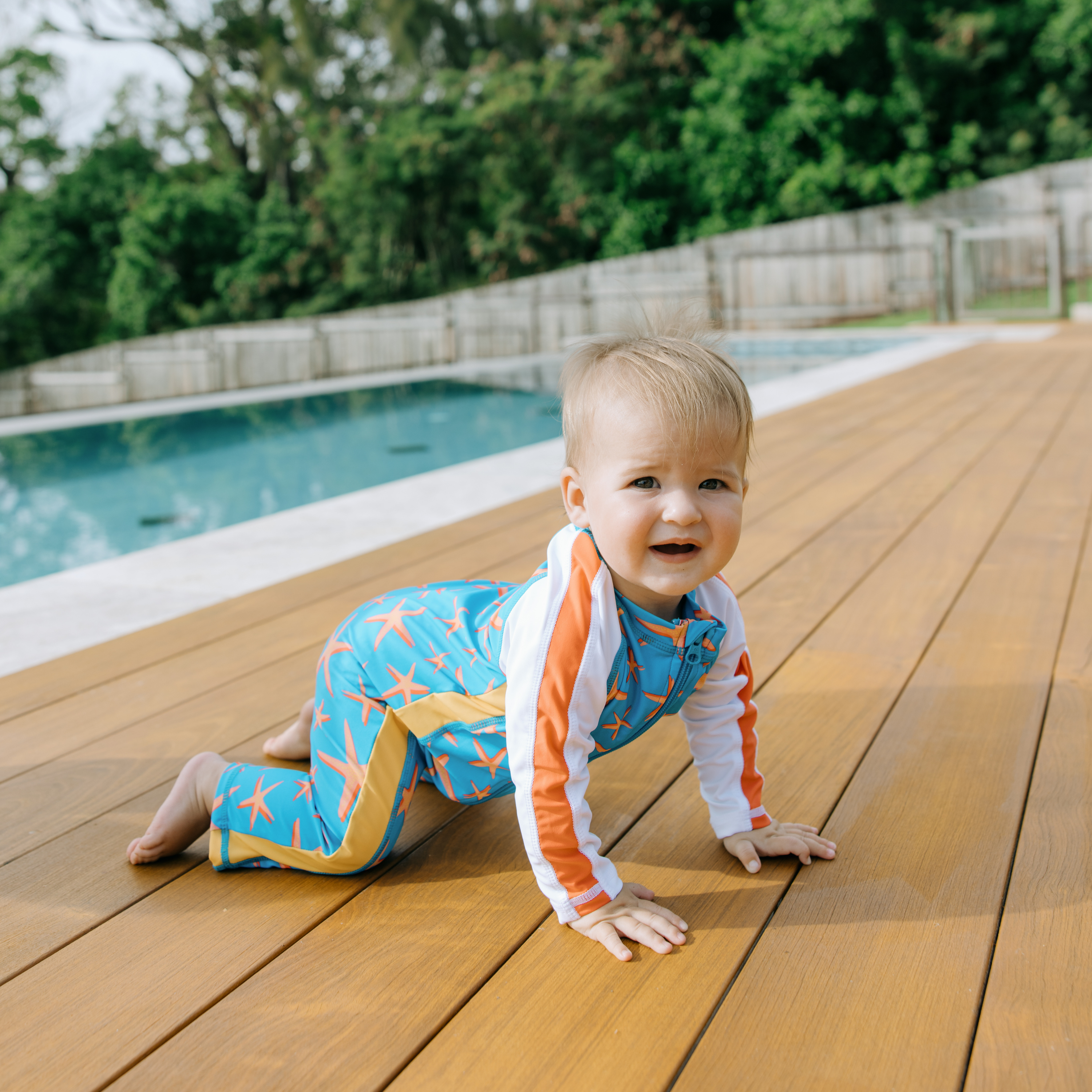 Sunsuit - Long Sleeve Romper Swimsuit | "Starfish"-SwimZip UPF 50+ Sun Protective Swimwear & UV Zipper Rash Guards-pos3