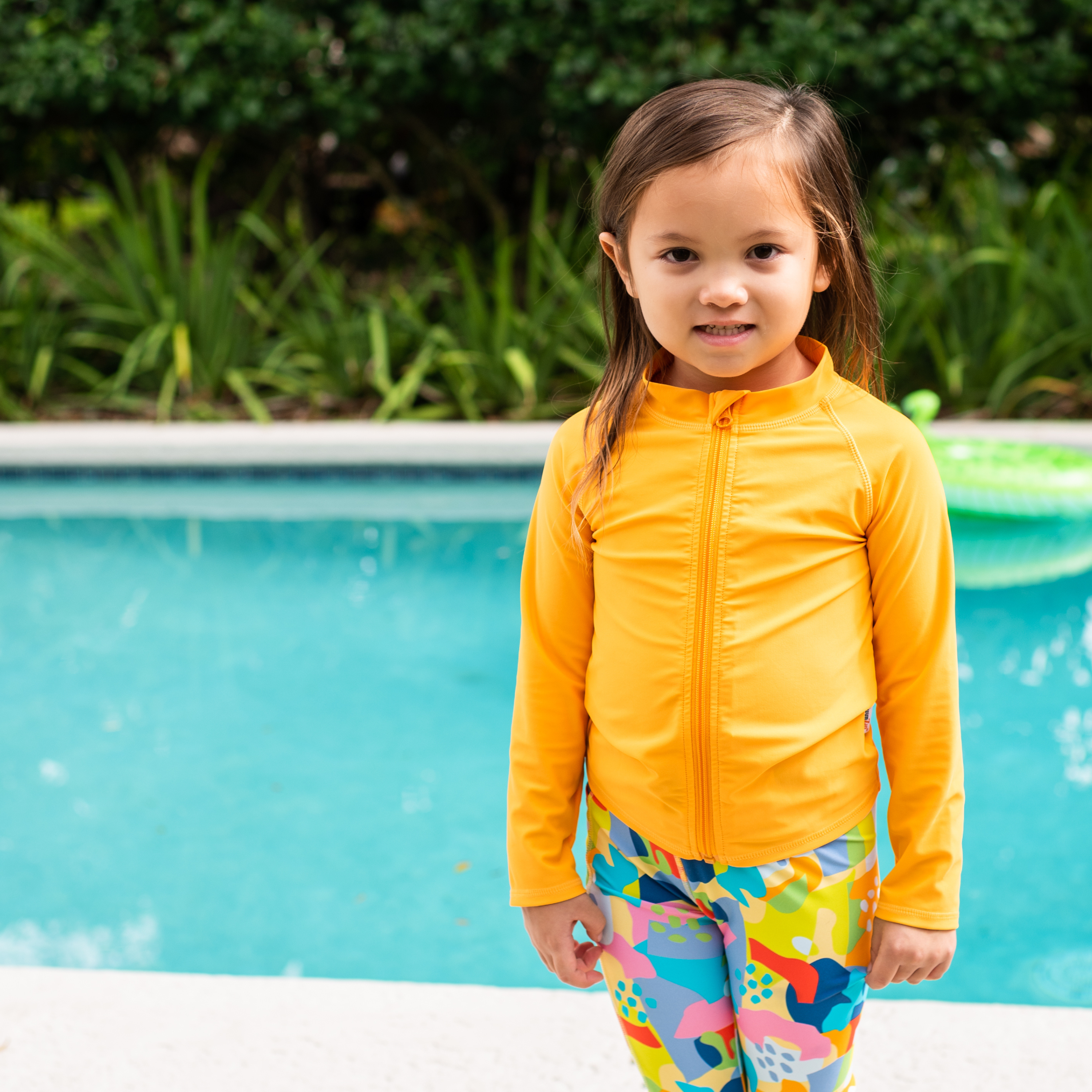 Kids UPF 50+ Long Sleeve Zipper Rash Guard Swim Shirt | "Orange"-SwimZip UPF 50+ Sun Protective Swimwear & UV Zipper Rash Guards-pos6